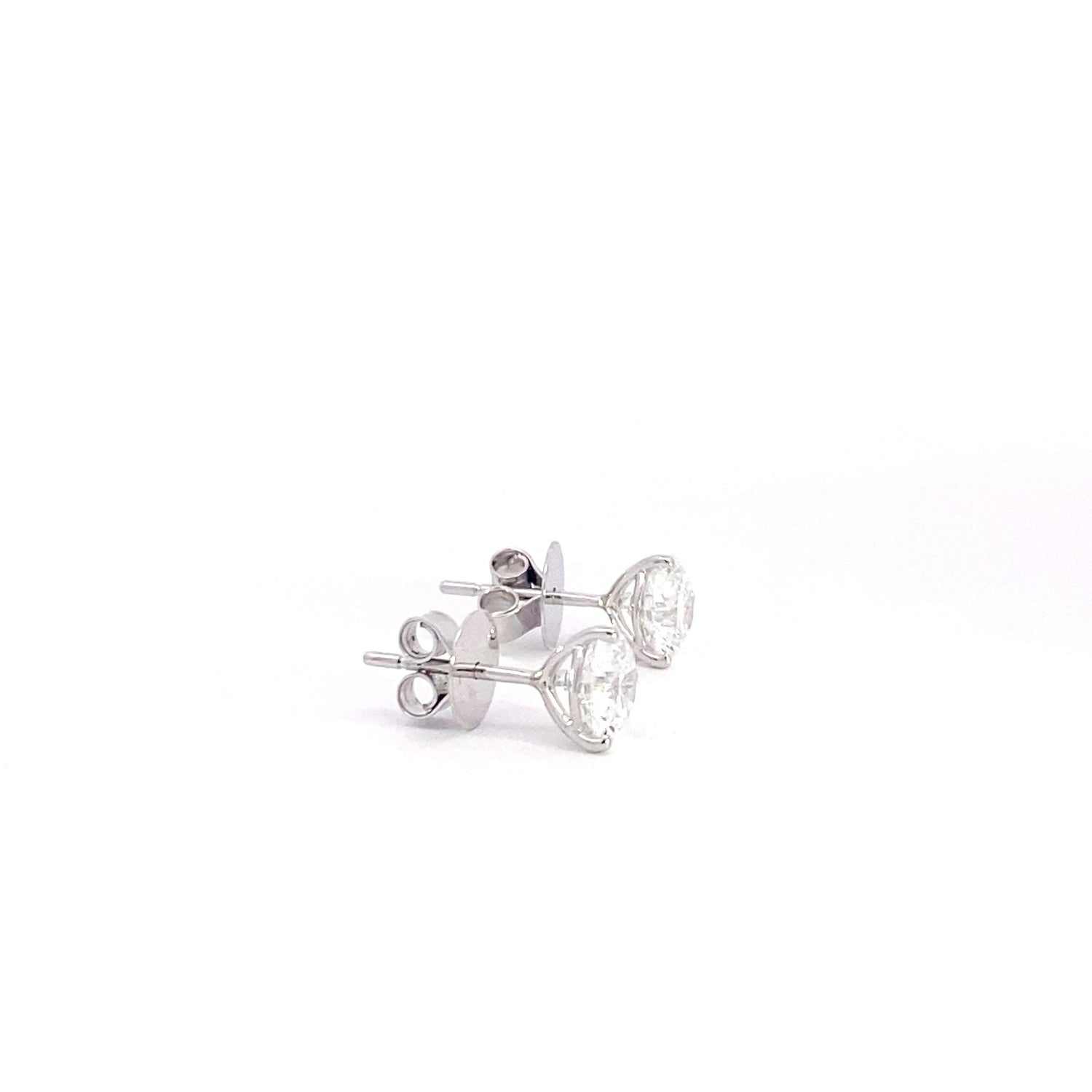 Aretes de oro blanco de 14 quilates con diamantes cultivados en laboratorio de talla brillante redonda