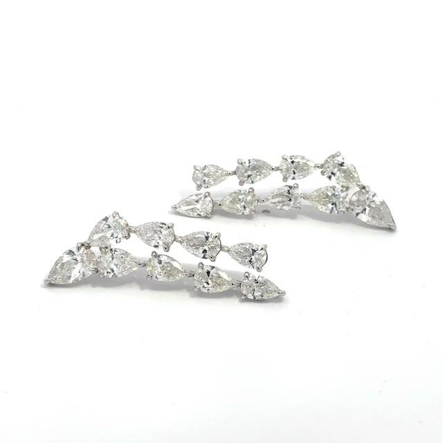 14K White Gold Pear Shape Lab Grown Diamond Earrings 10.99CTTW D–E VS1