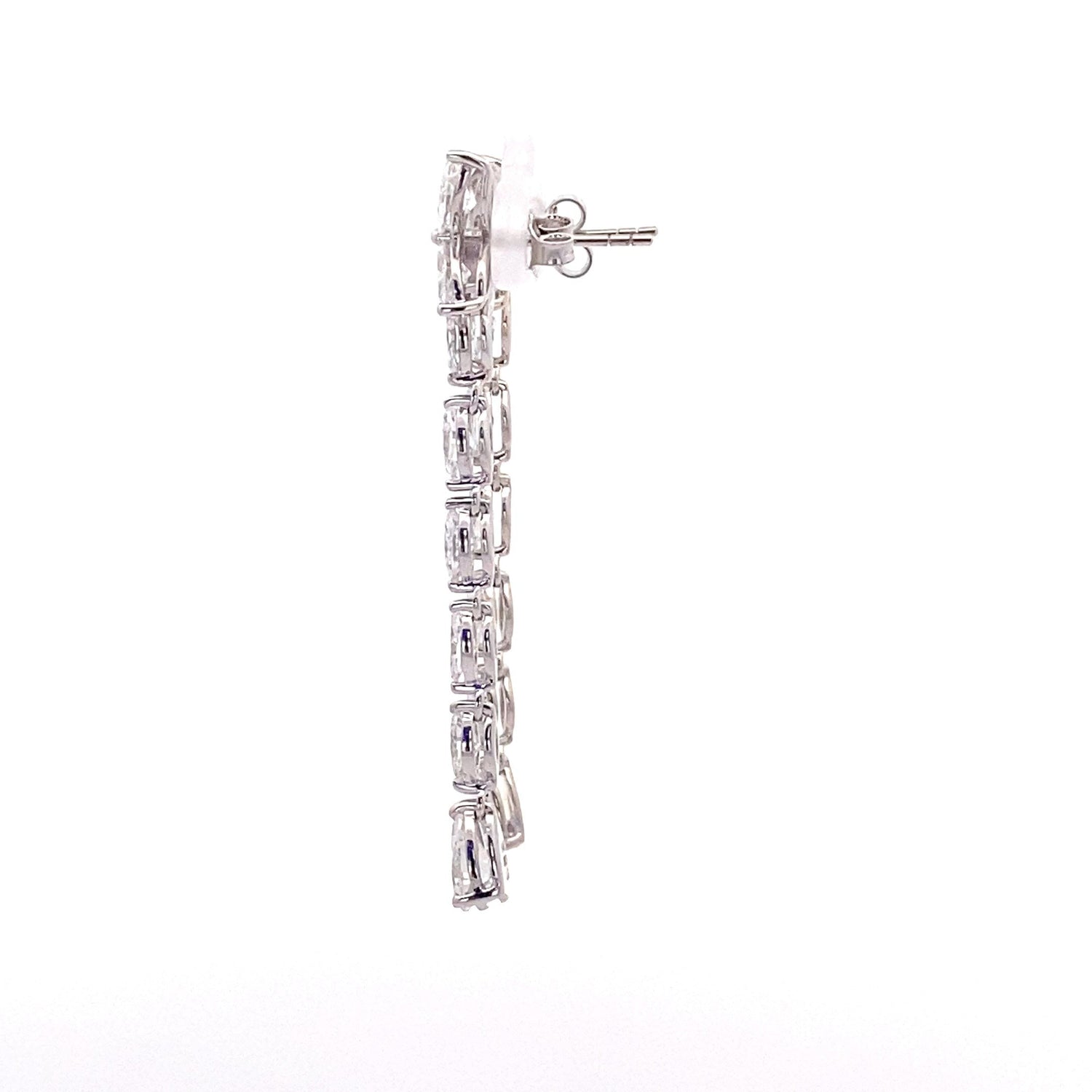 Pendientes colgantes de diamantes cultivados en laboratorio en oro blanco de 14 quilates con talla marquesa y pera