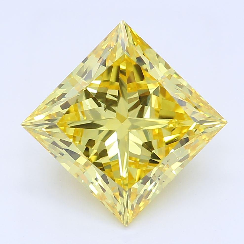 Diamante cultivado en laboratorio de talla princesa de color amarillo intenso de 1,65 quilates, claridad SI1