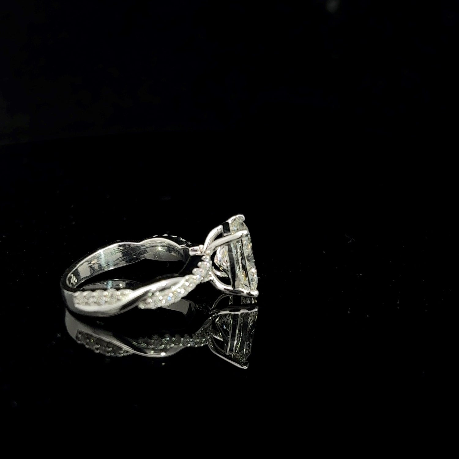 14K White Gold Cushion Cut Lab Grown Diamond Engagement Ring 3.32Cttw
