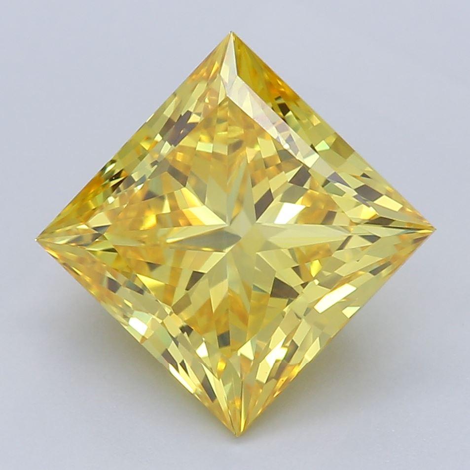 Diamante cultivado en laboratorio de talla princesa amarillo intenso de 1,63 quilates, claridad VVS2