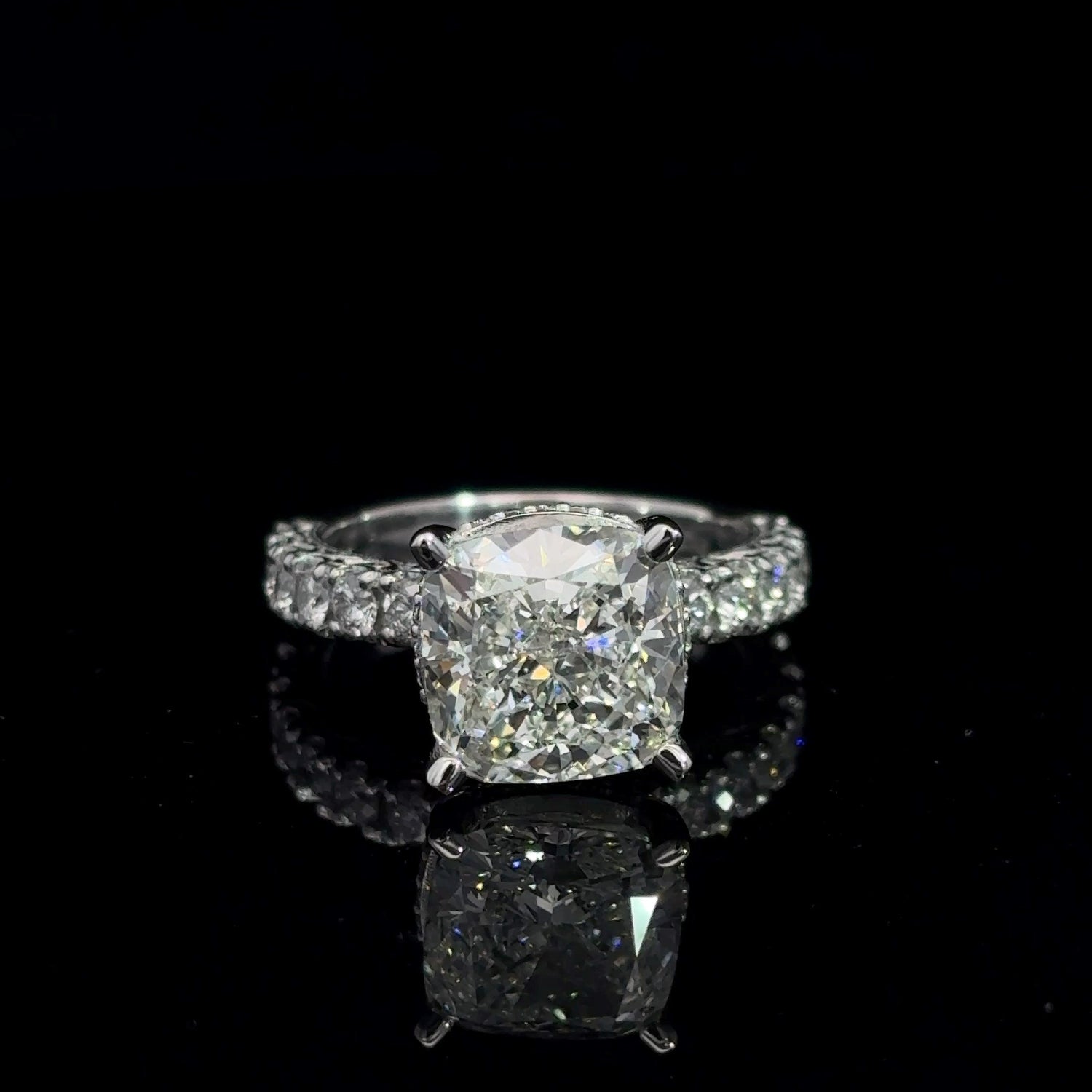 14K White Gold Cushion Cut Lab Grown Diamond Engagement Ring 6.01cttw