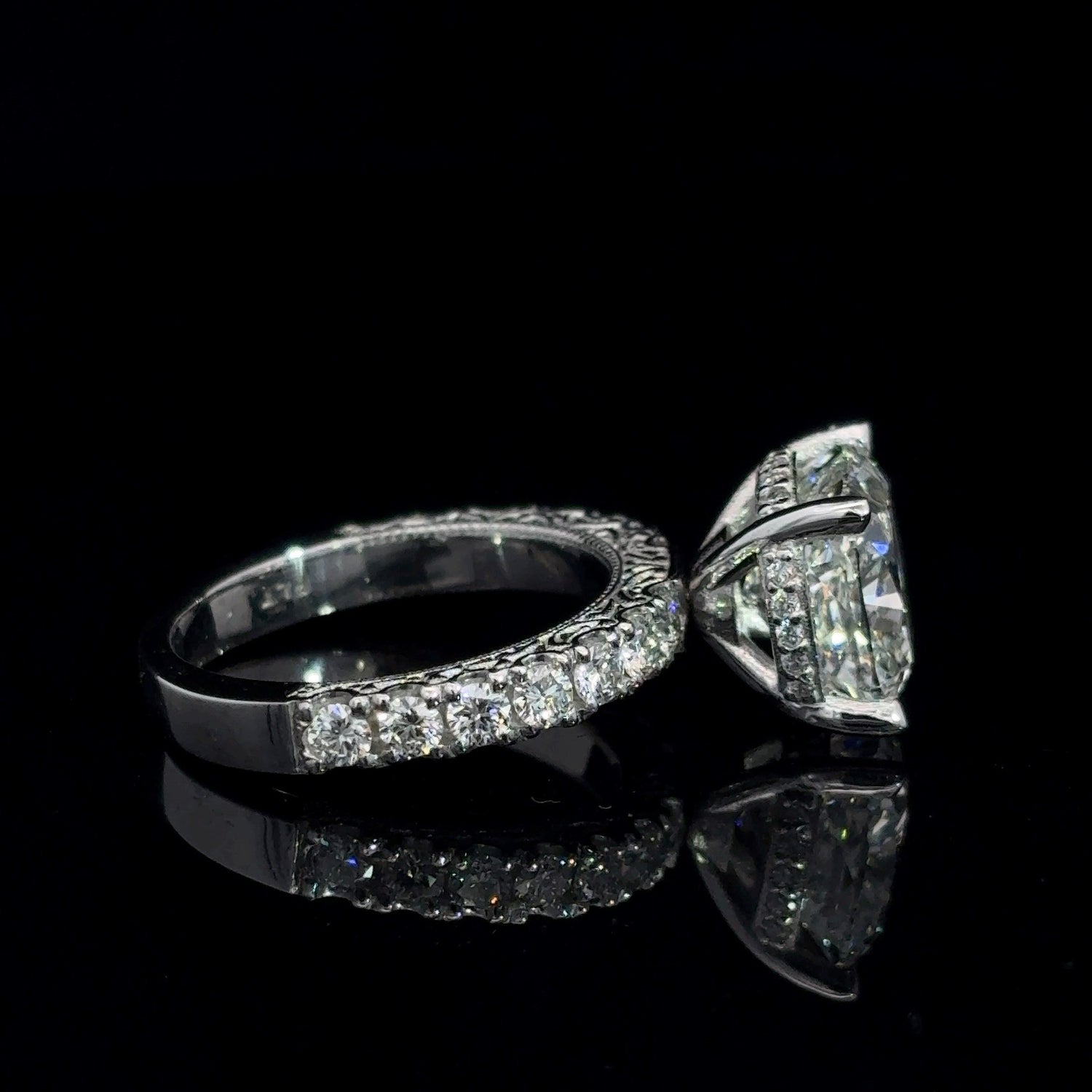 14K White Gold Cushion Cut Lab Grown Diamond Engagement Ring 6.01cttw