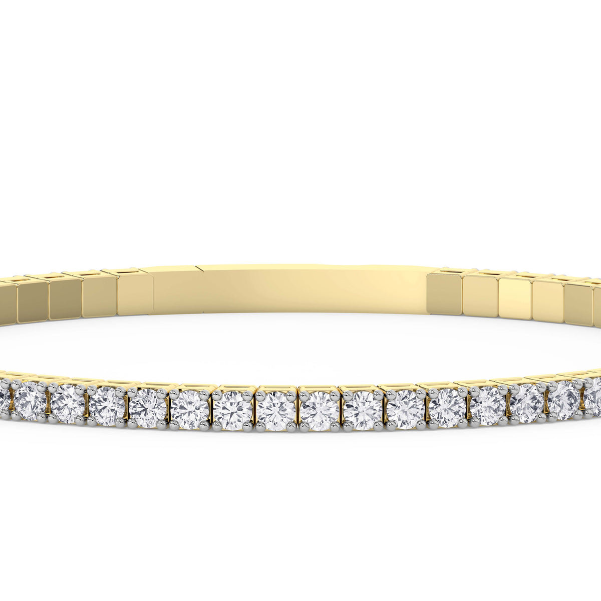 14K yellow Gold Tennis Bangle 3.00 CTW