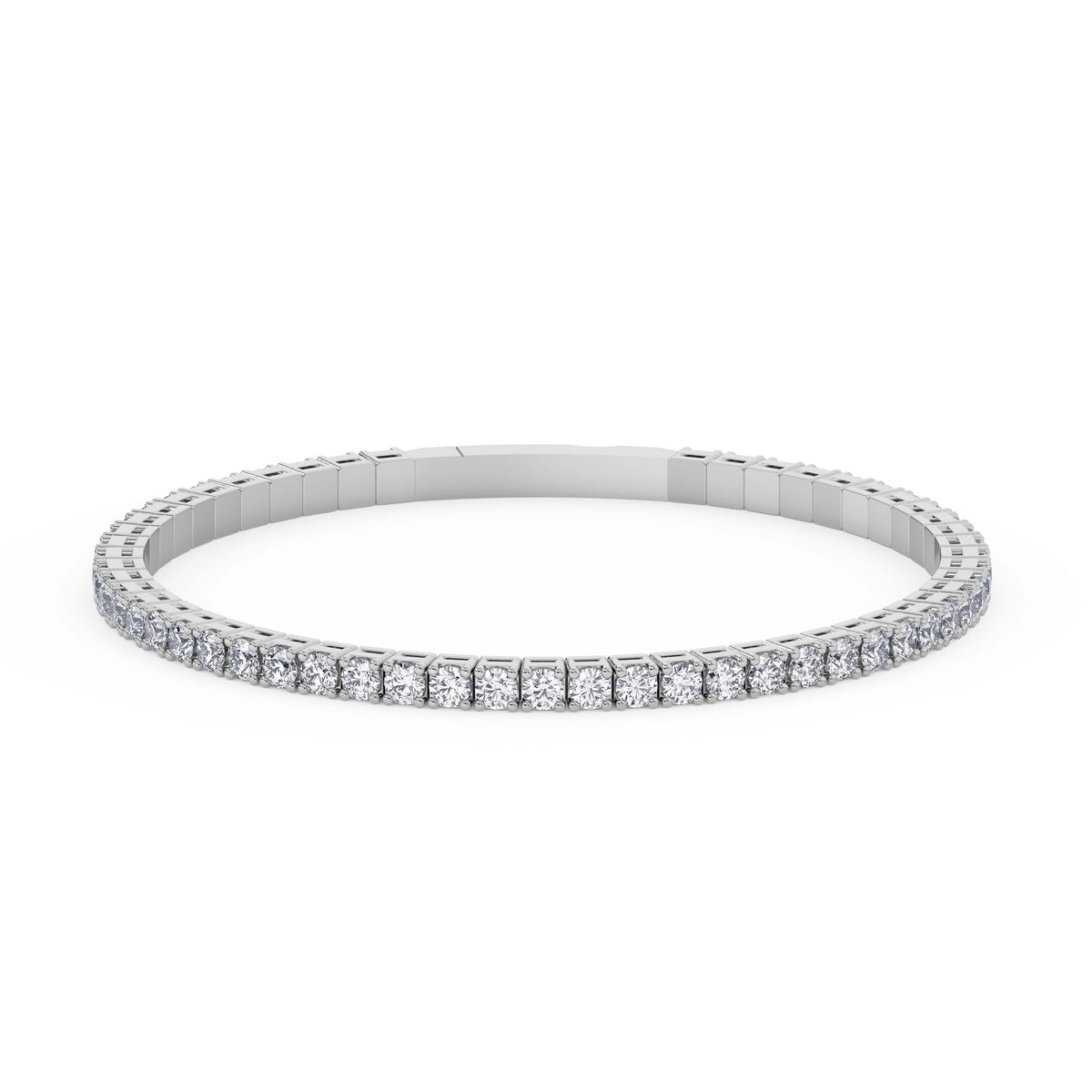 14K white Gold Tennis Bangle 4.00 CTW