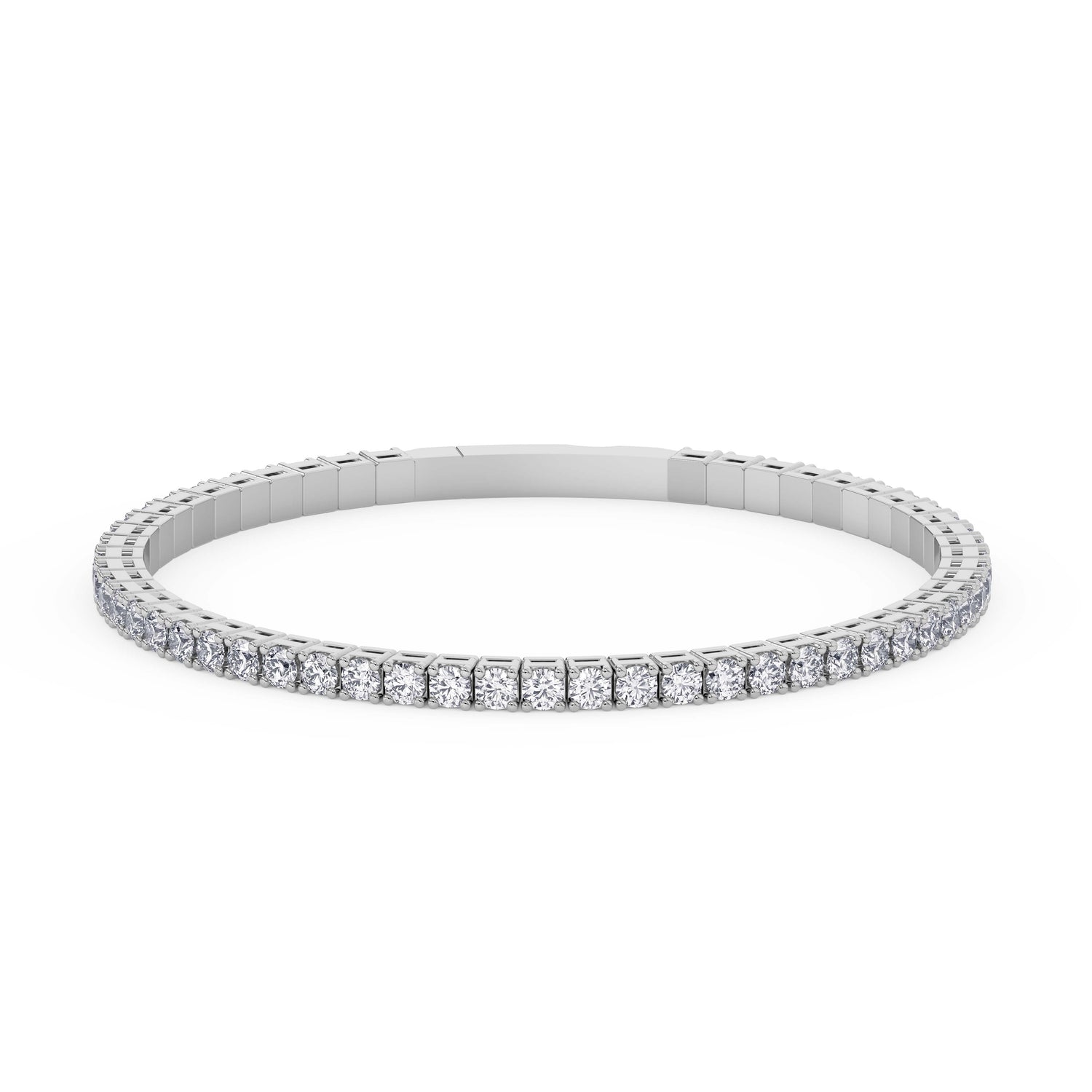 14K white Gold Tennis Bangle 4.00 CTW