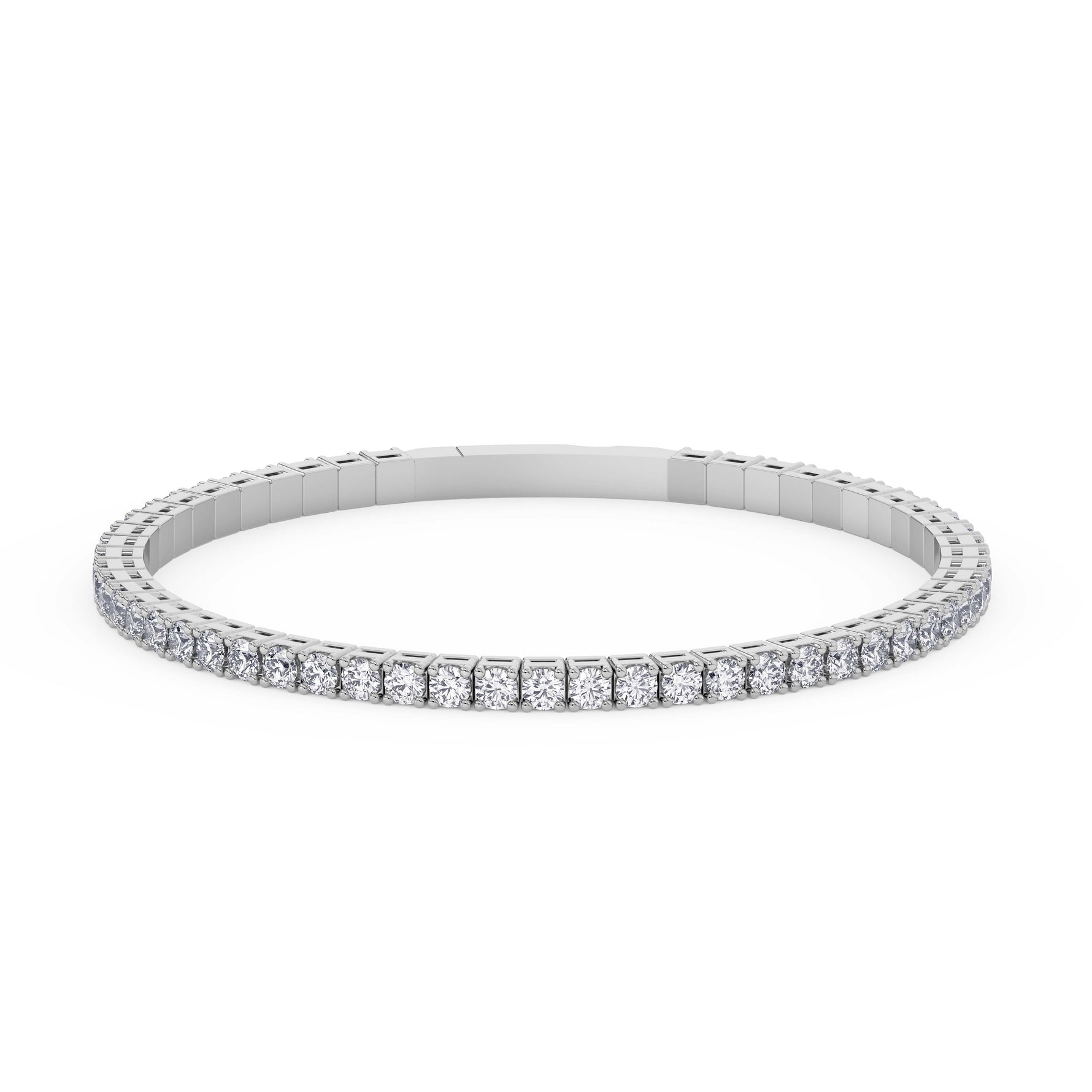14K white Gold Tennis Bangle 4.00 CTW