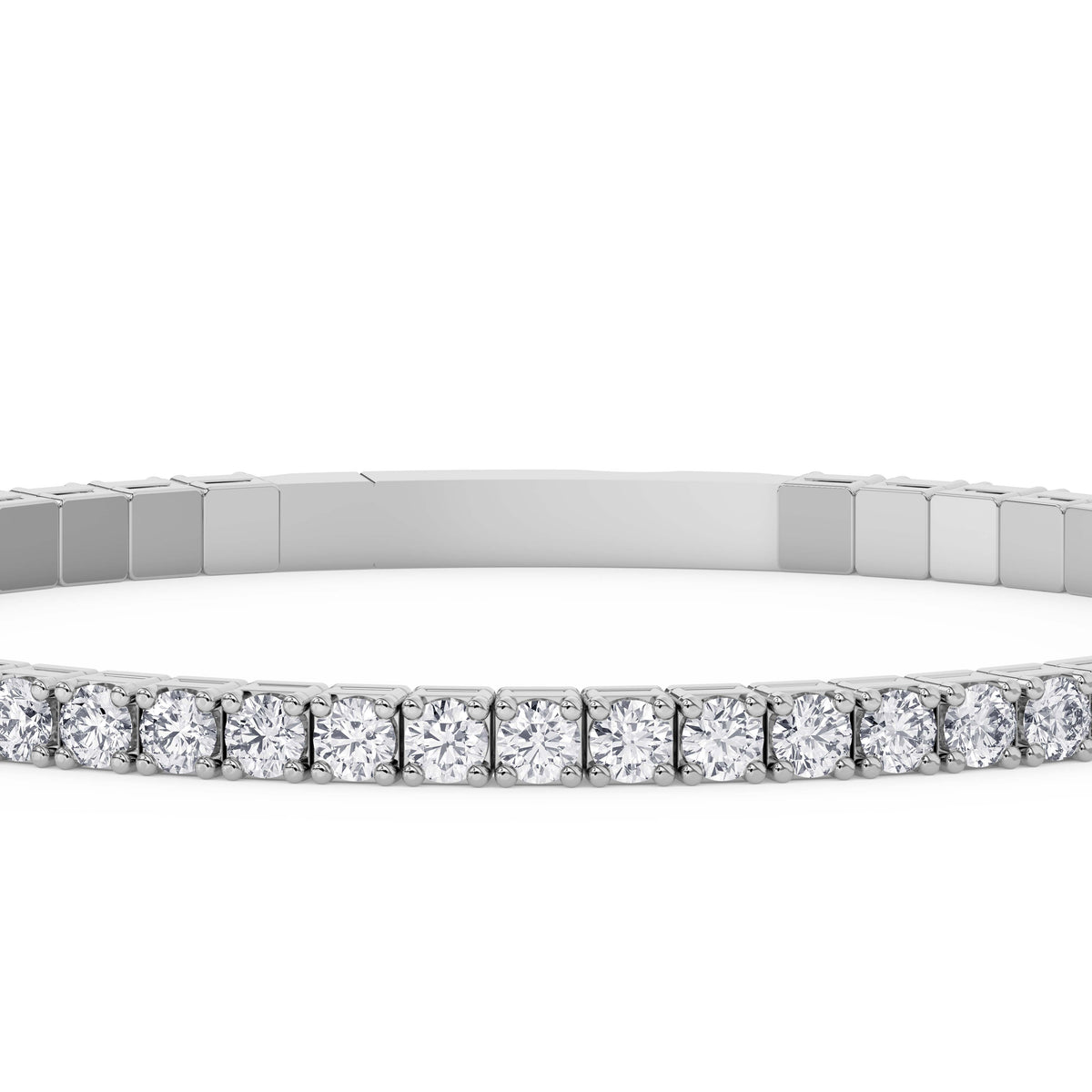 14K white Gold Tennis Bangle 4.00 CTW