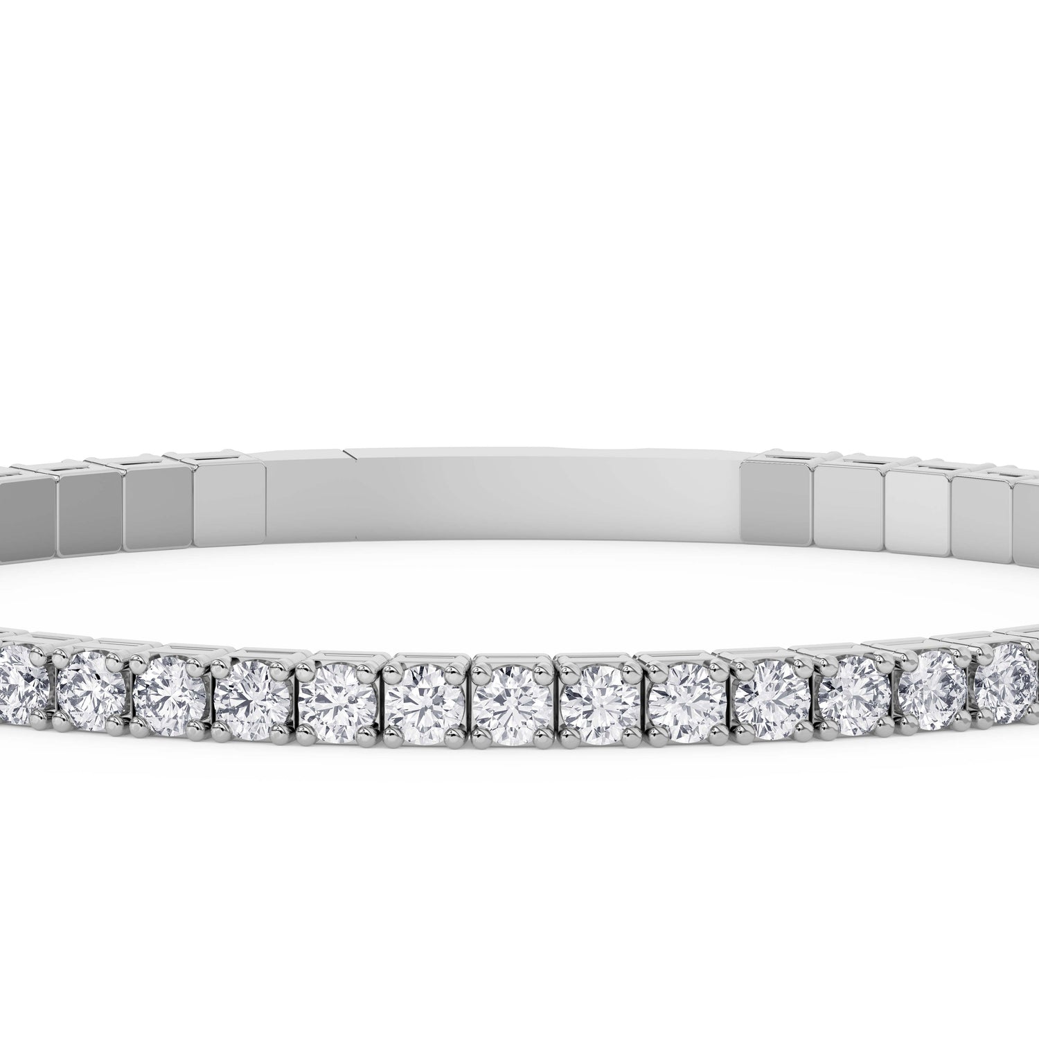 14K white Gold Tennis Bangle 4.00 CTW