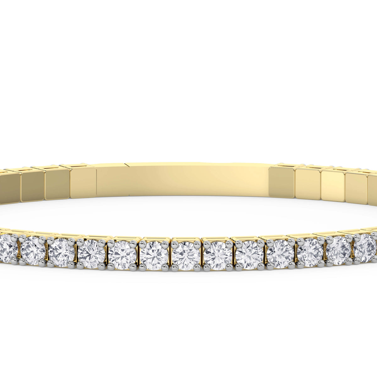 14K yellow Gold Tennis Bangle 4.00 CTW