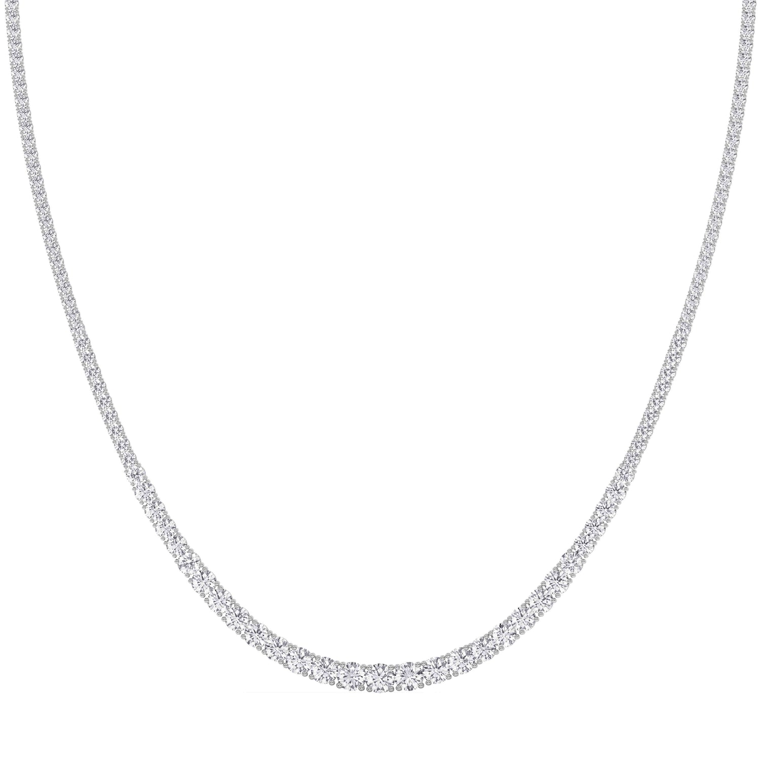 14K white Gold Tennis Necklace 10.00 CTW