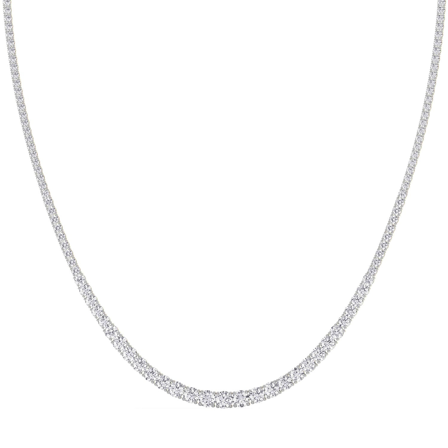 14K yellow Gold Tennis Necklace 10.00 CTW