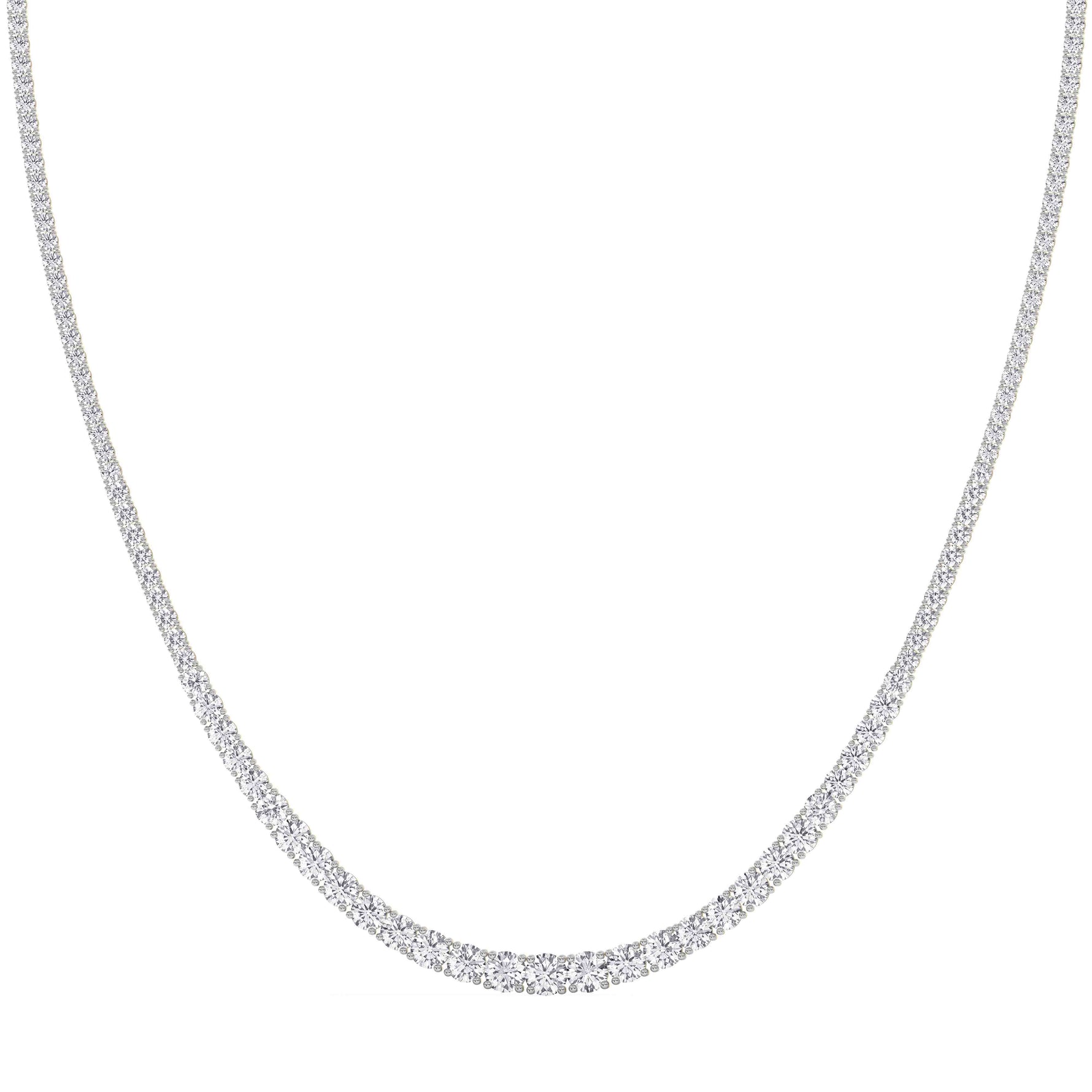 14K yellow Gold Tennis Necklace 10.00 CTW