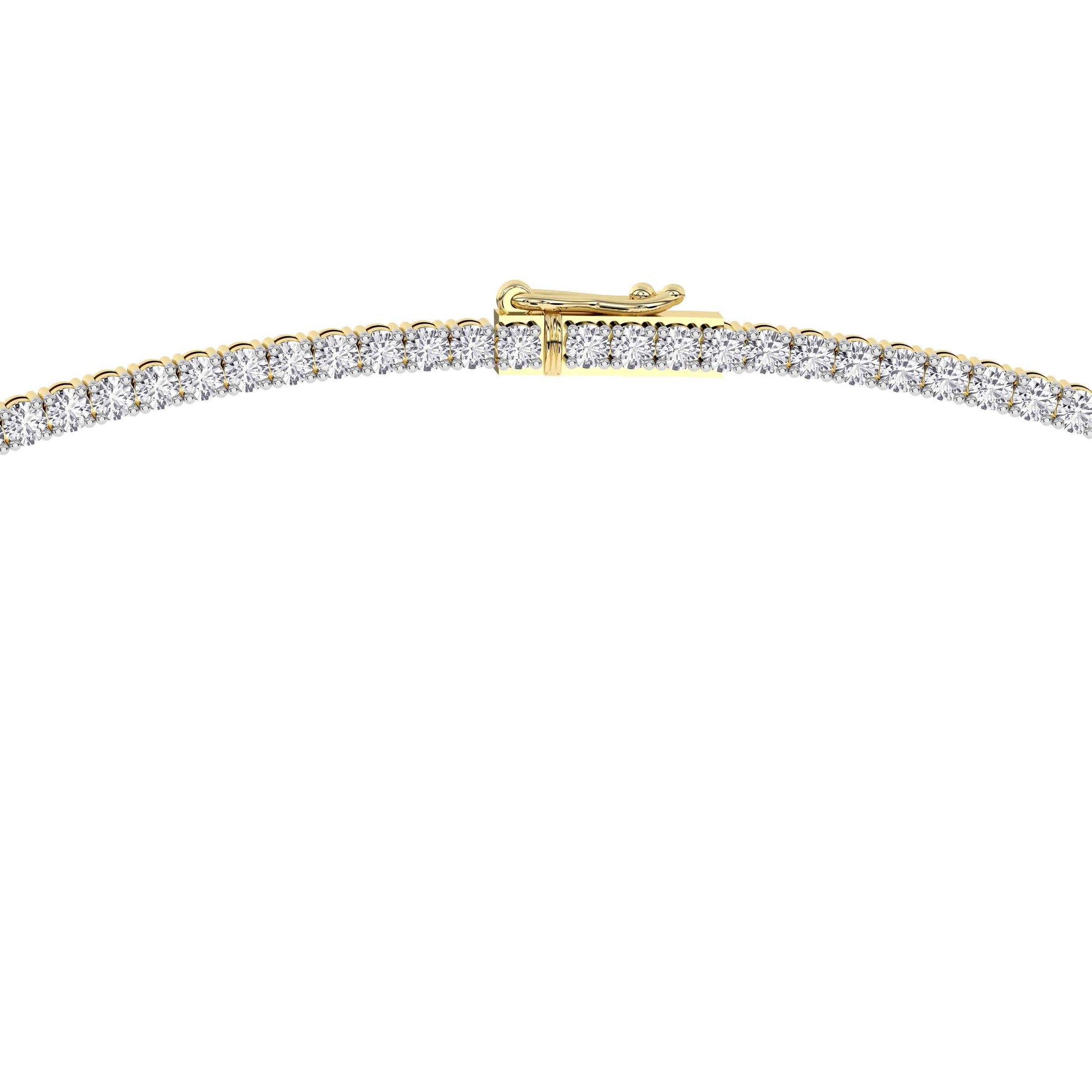 14K yellow Gold Tennis Necklace 10.00 CTW