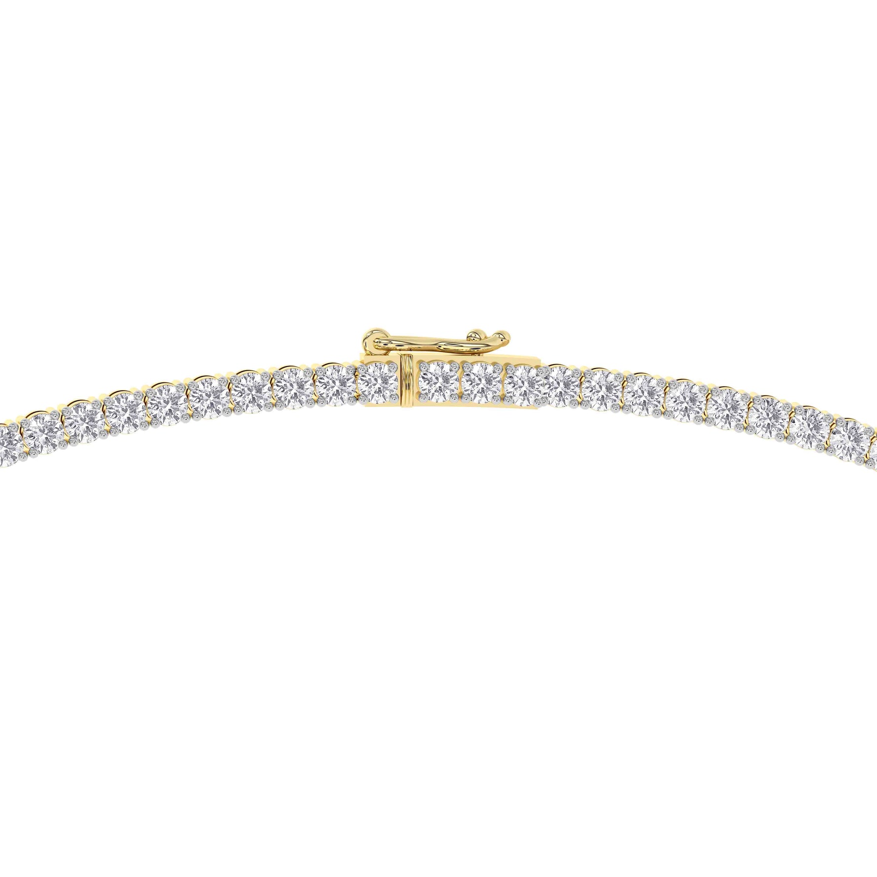 14K yellow Gold Tennis Necklace 10.00 CTW