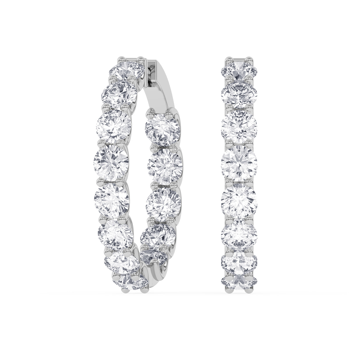 14K white Gold Hoops Earring 10.00 CTW