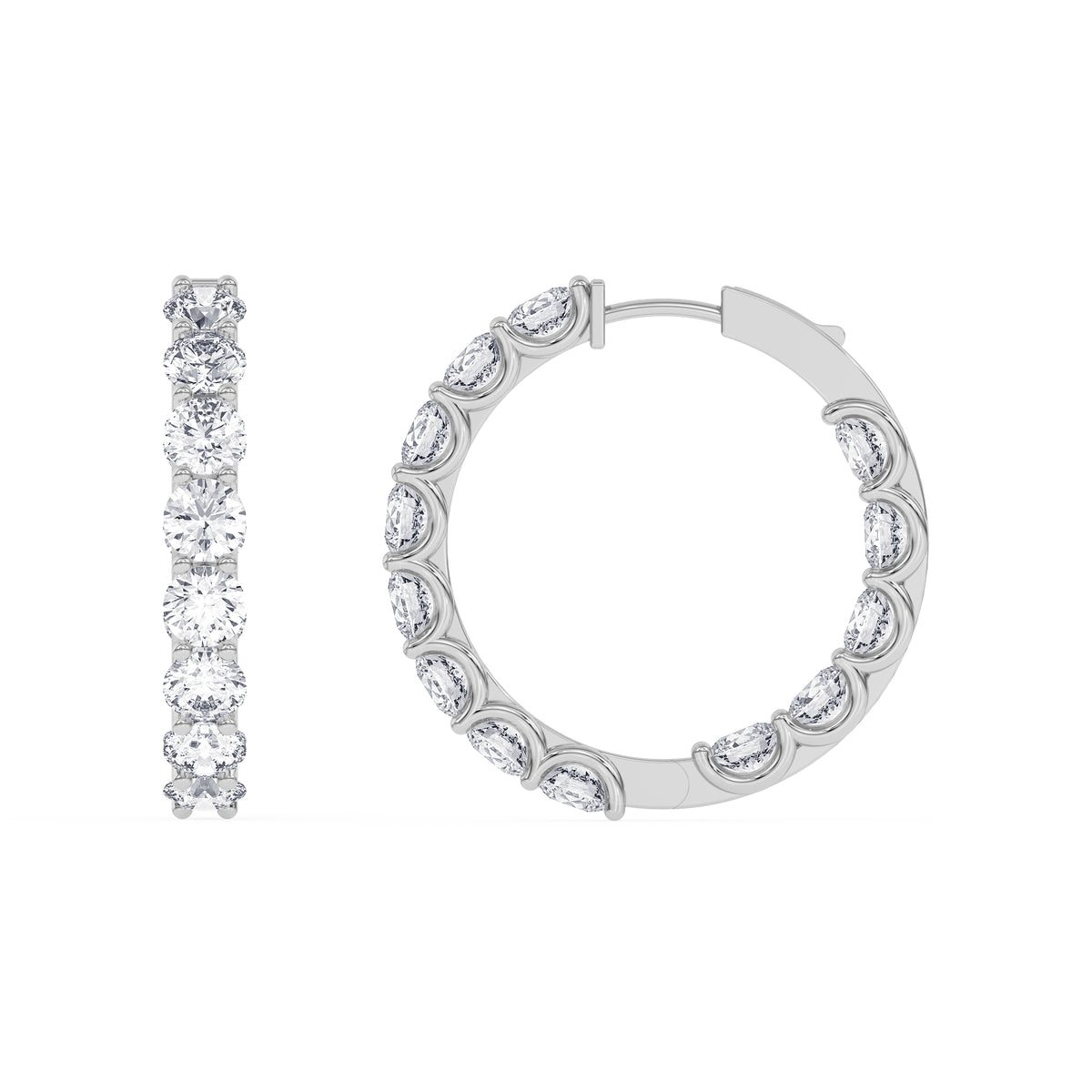 14K white Gold Hoops Earring 10.00 CTW