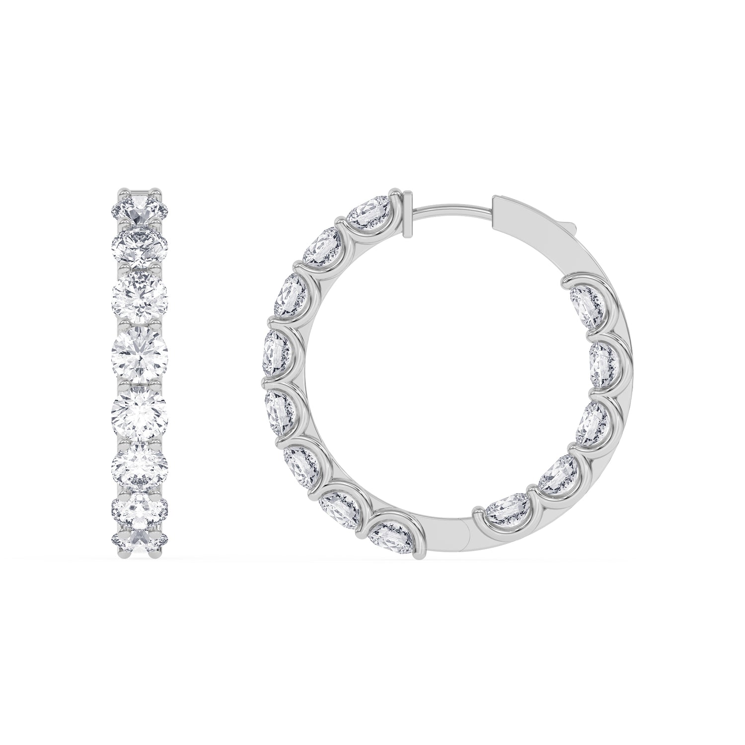 14K white Gold Hoops Earring 10.00 CTW