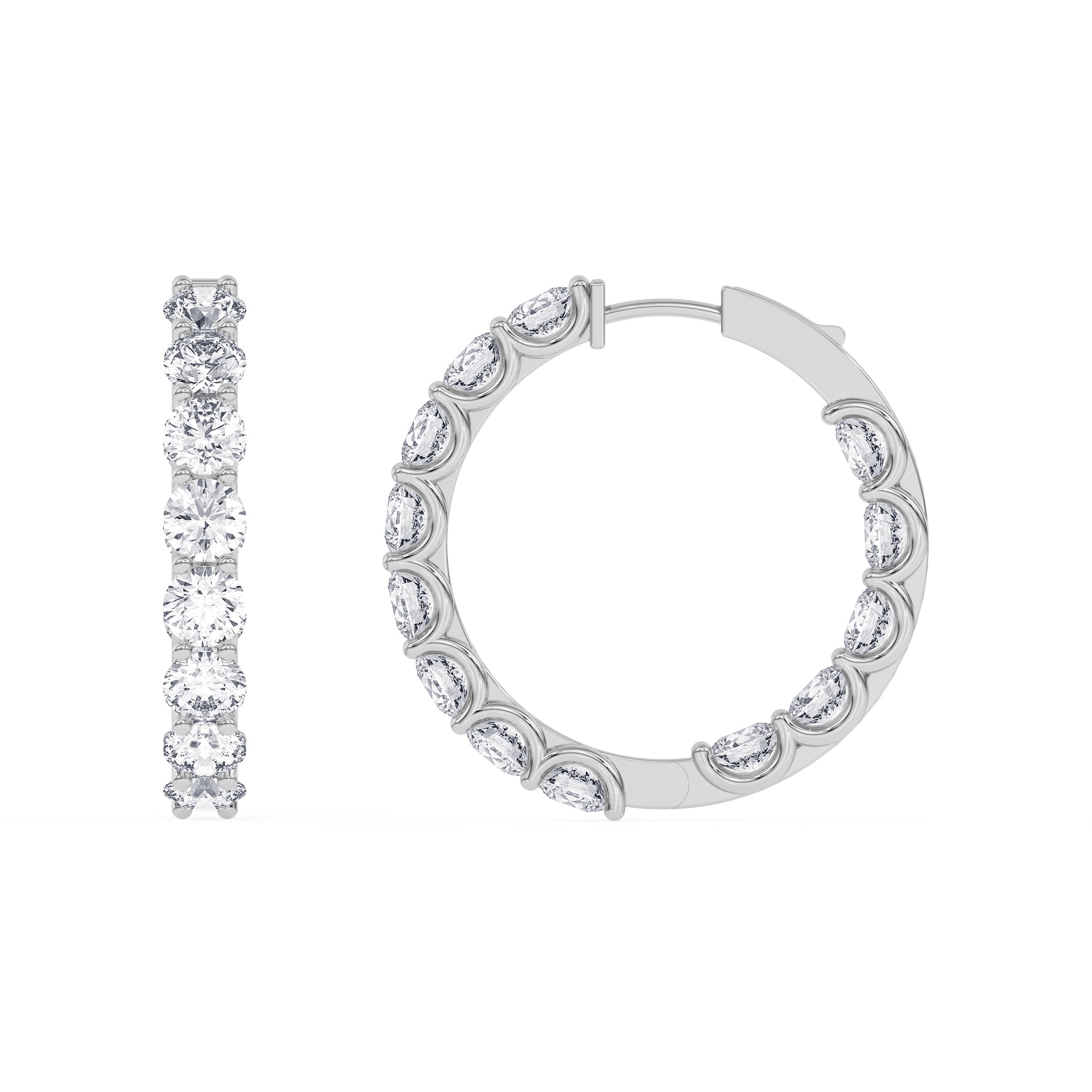 14K white Gold Hoops Earring 10.00 CTW