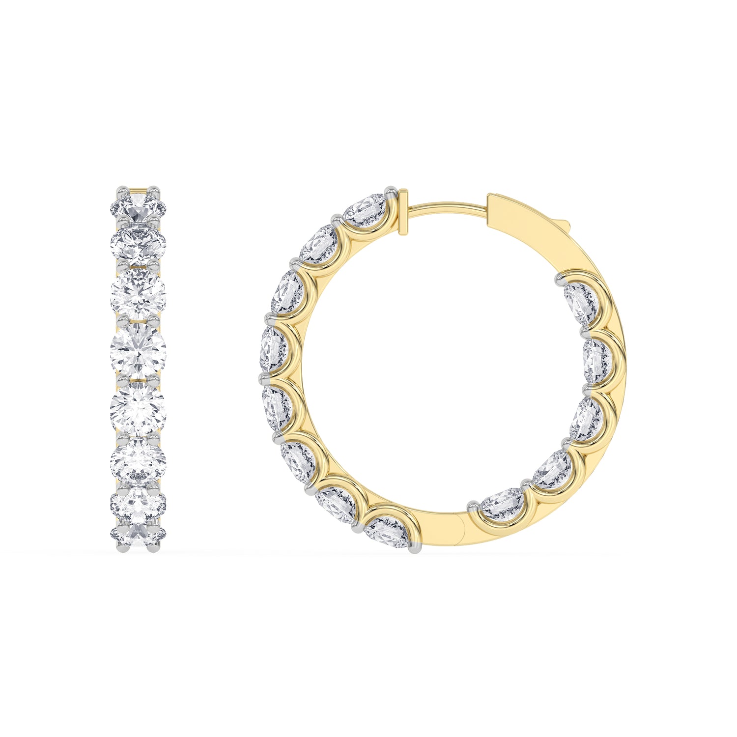 14K yellow Gold Hoops Earring 10.00 CTW
