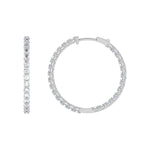 14K white Gold Hoops Earring 2.00 CTW