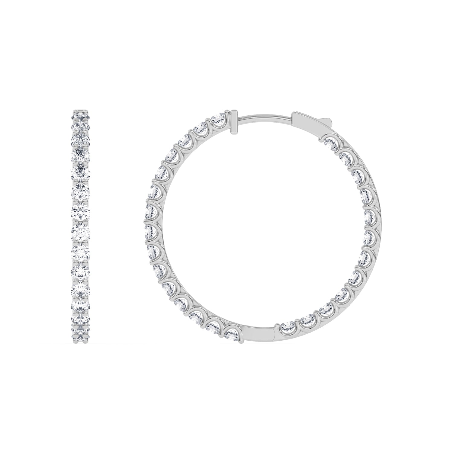14K white Gold Hoops Earring 2.00 CTW