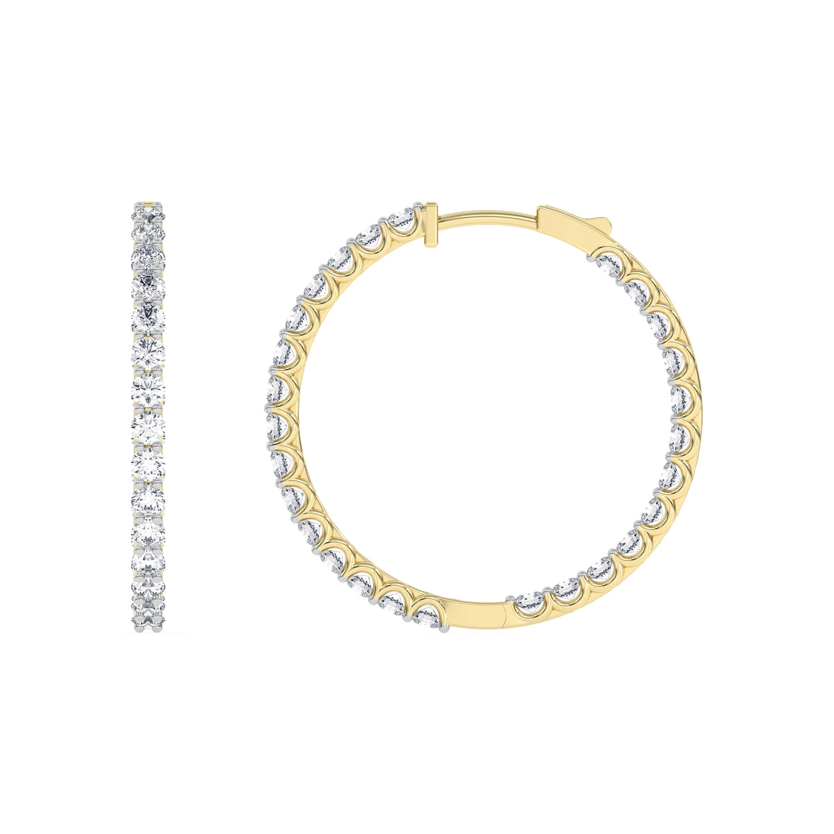 14K yellow Gold Hoops Earring 2.00 CTW