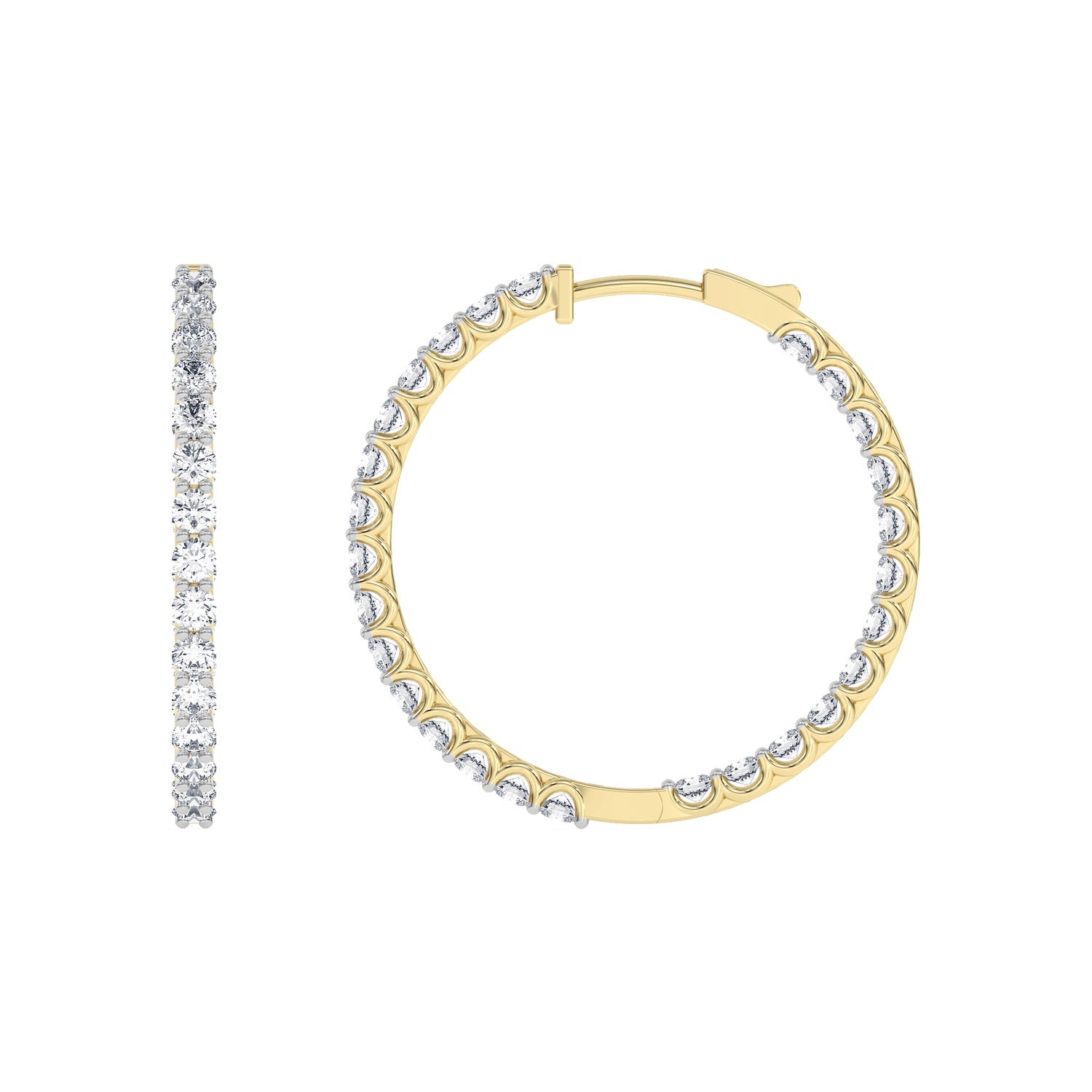 14K yellow Gold Hoops Earring 2.00 CTW