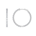 14K white Gold Hoops Earring 3.00 CTW
