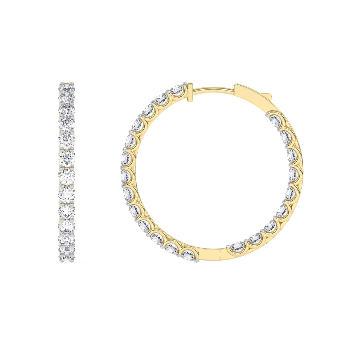 14K yellow Gold Hoops Earring 3.00 CTW