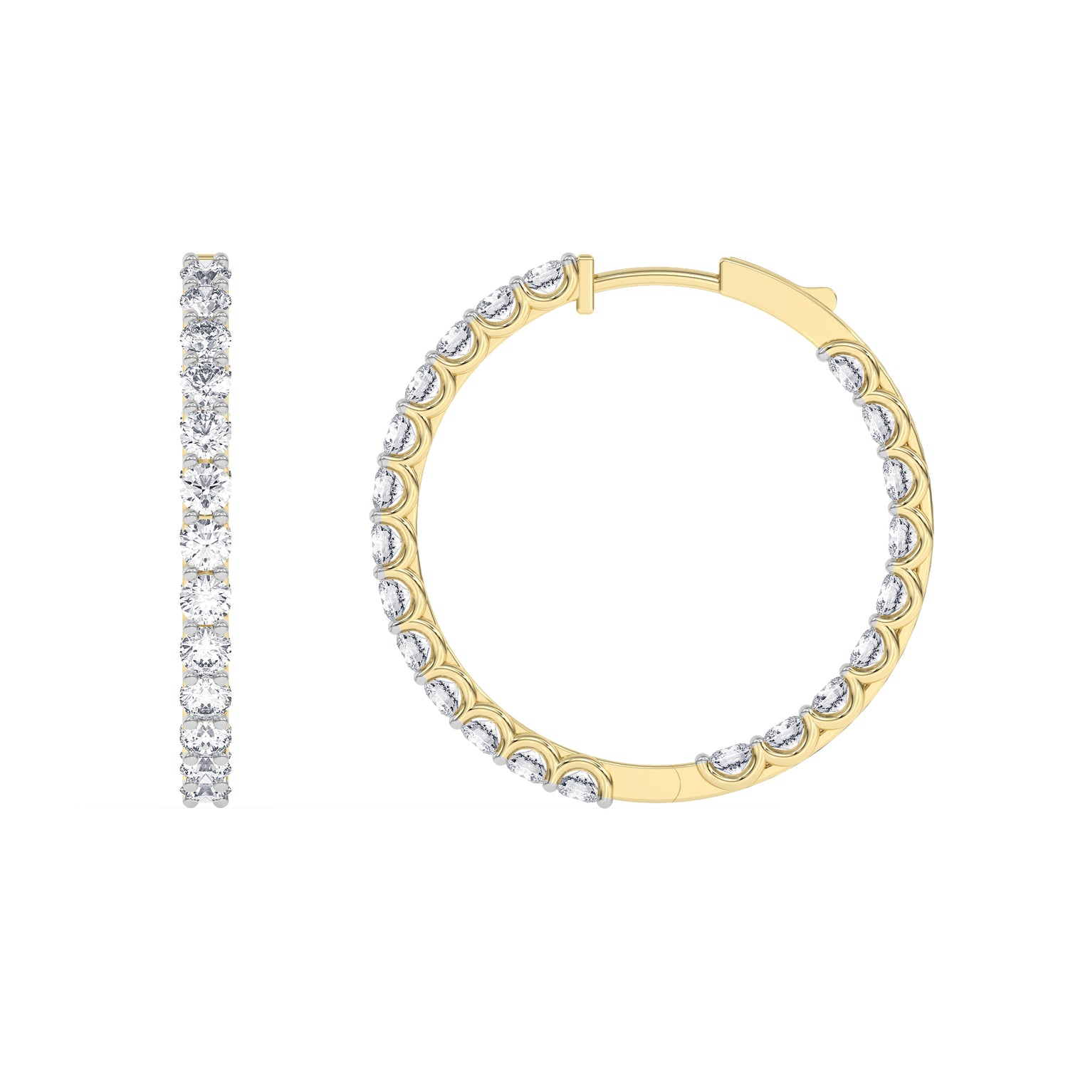 14K yellow Gold Hoops Earring 3.00 CTW