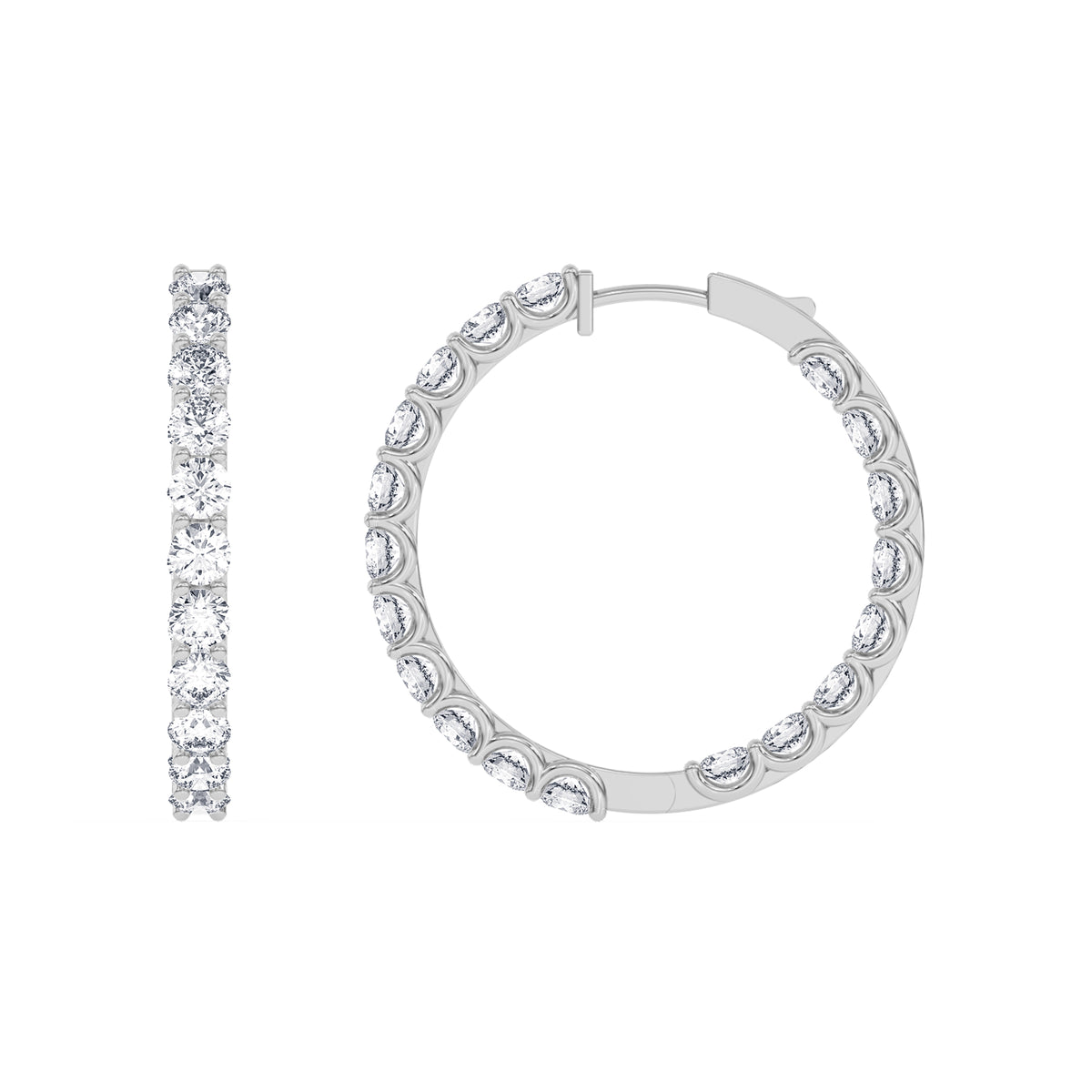 14K white Gold Hoops Earring 5.00 CTW