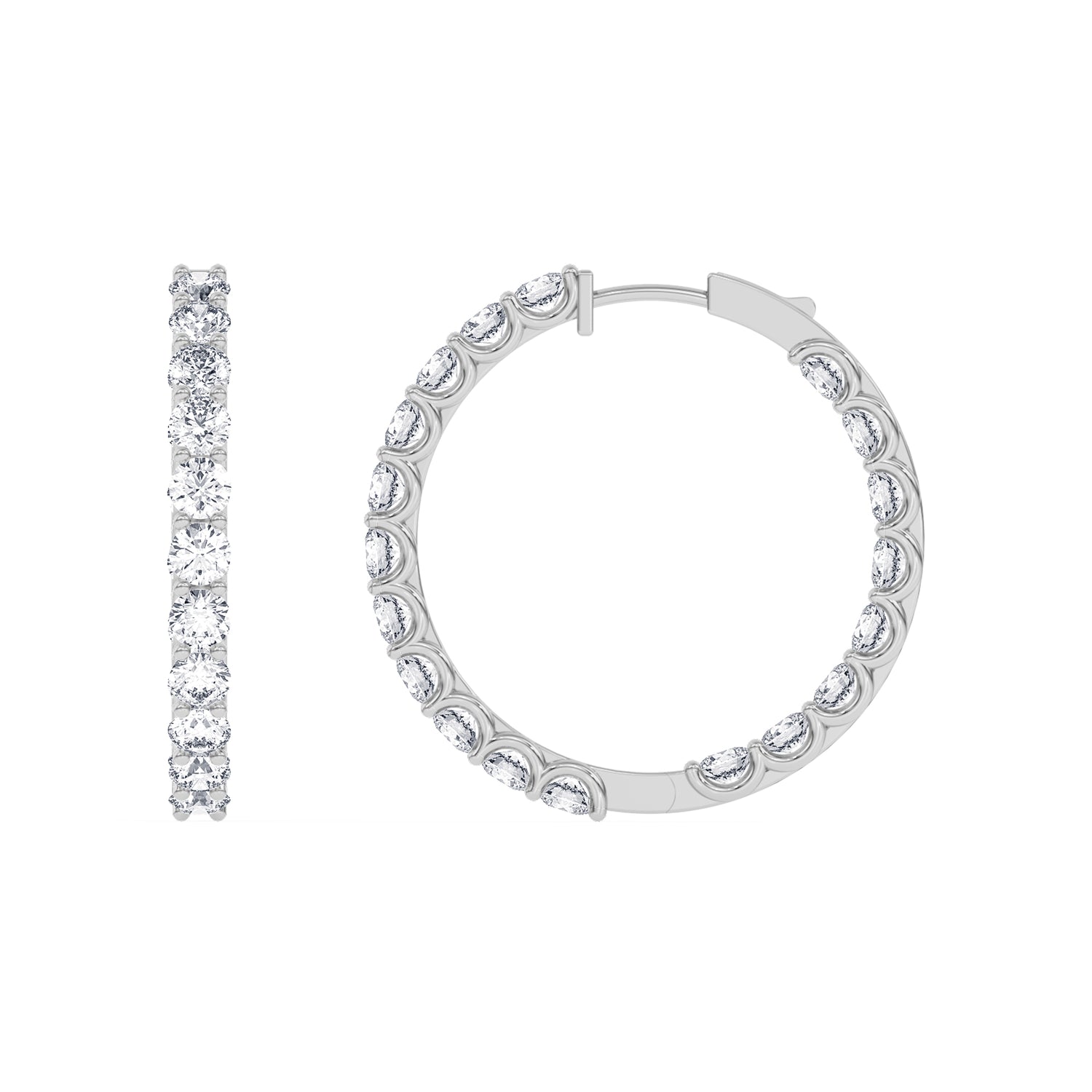 14K white Gold Hoops Earring 5.00 CTW