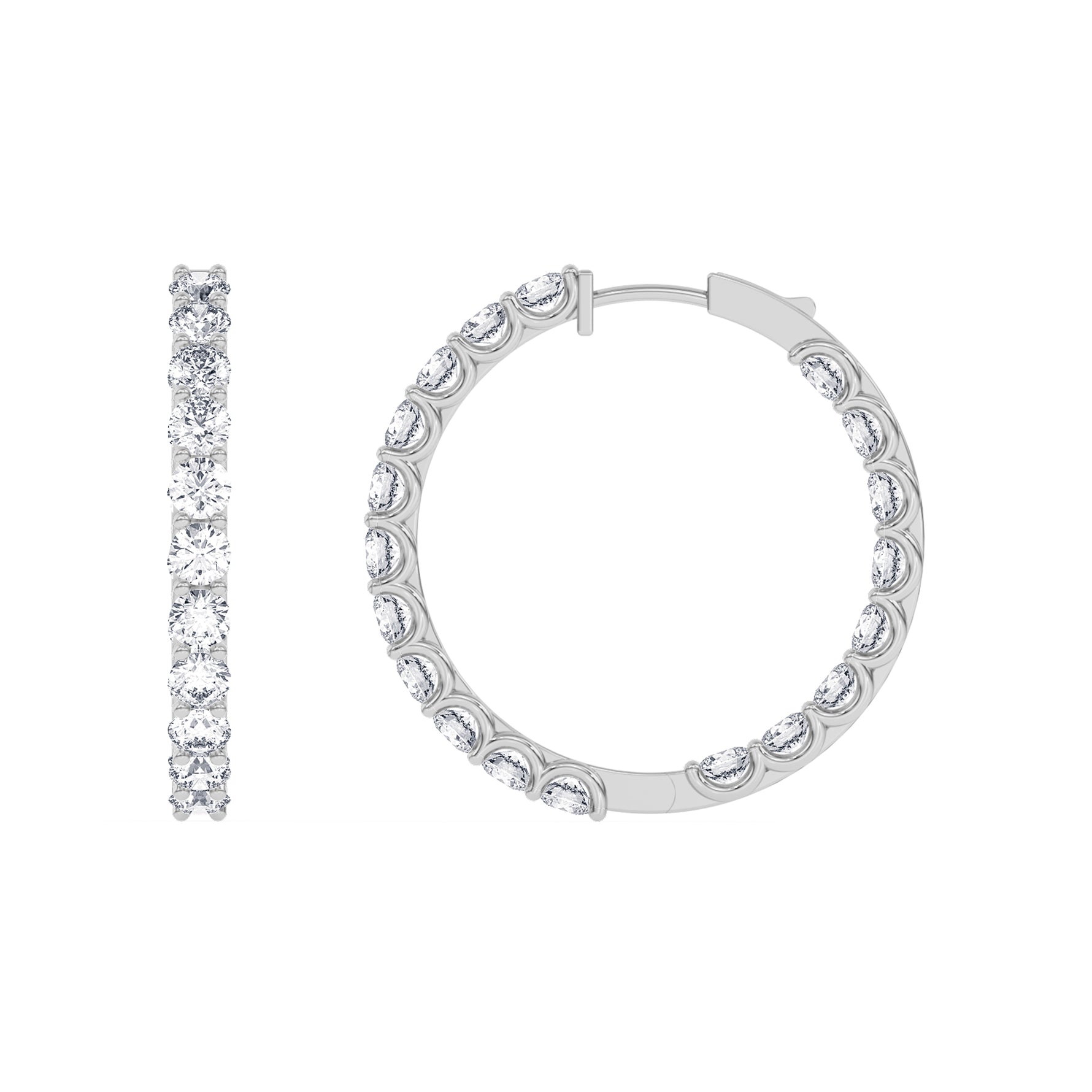14K white Gold Hoops Earring 5.00 CTW