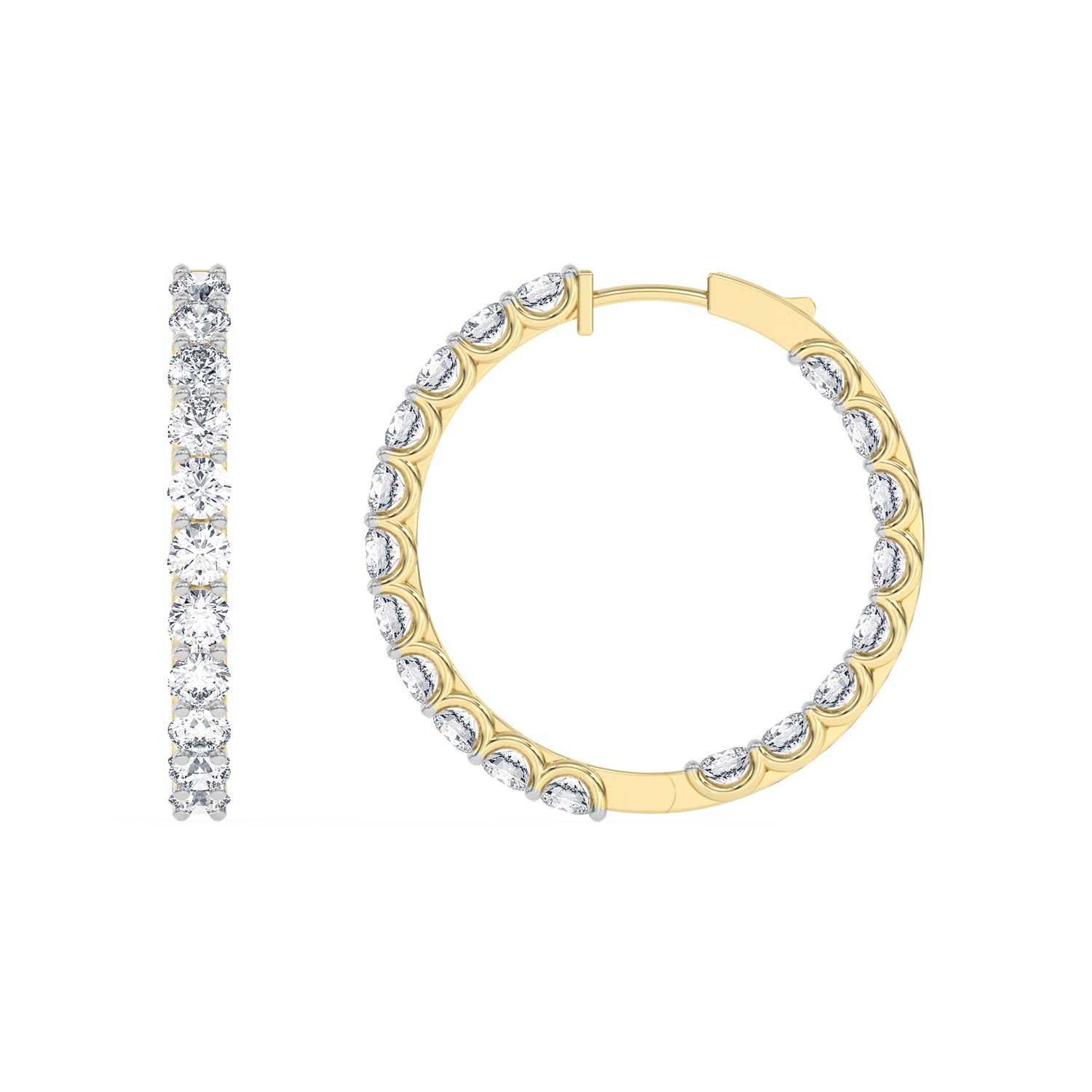 14K yellow Gold Hoops Earring 5.00 CTW
