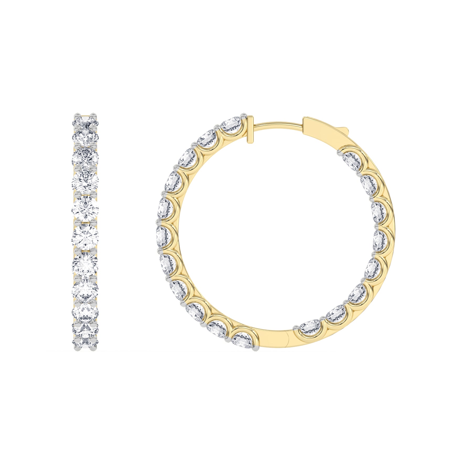 14K yellow Gold Hoops Earring 5.00 CTW
