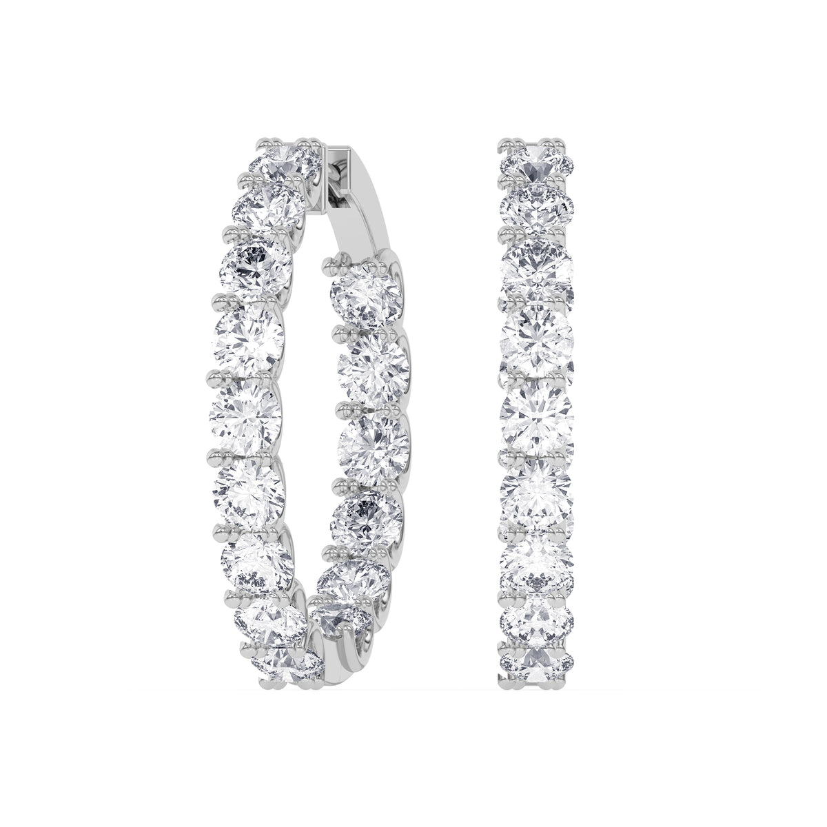 14K white Gold Hoops Earring 7.00 CTW