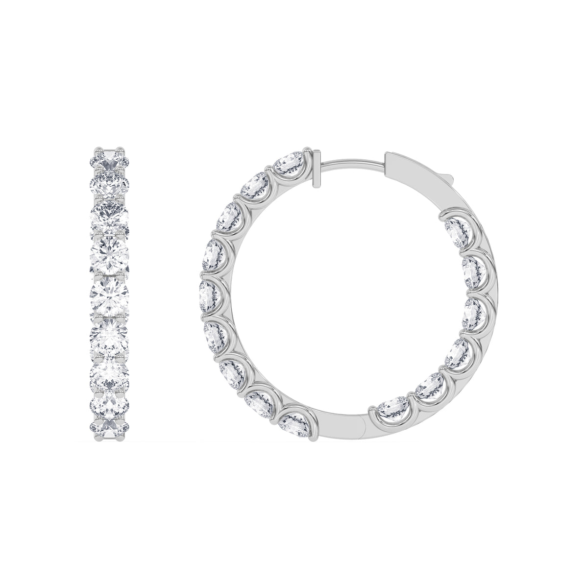 14K white Gold Hoops Earring 7.00 CTW