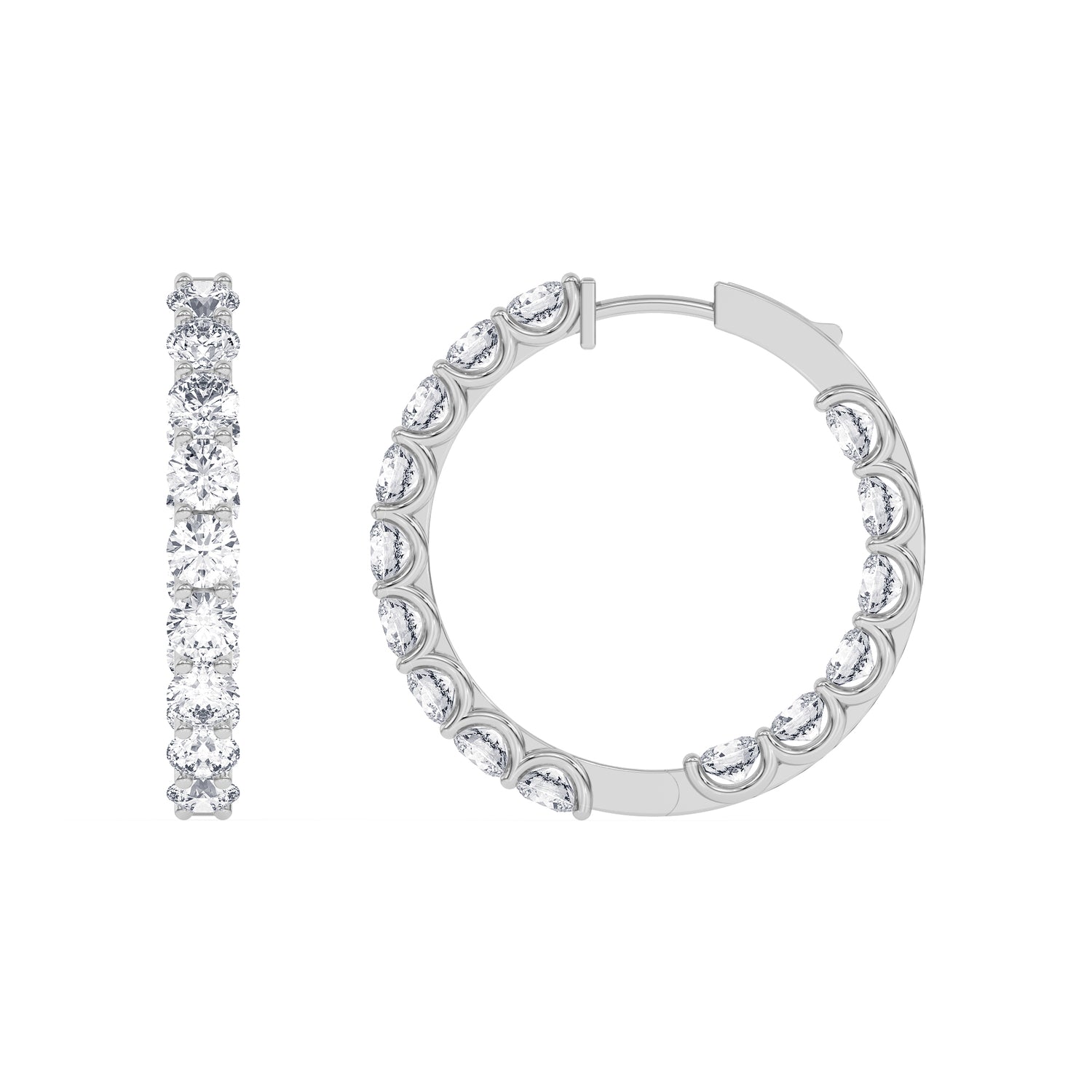 14K white Gold Hoops Earring 7.00 CTW