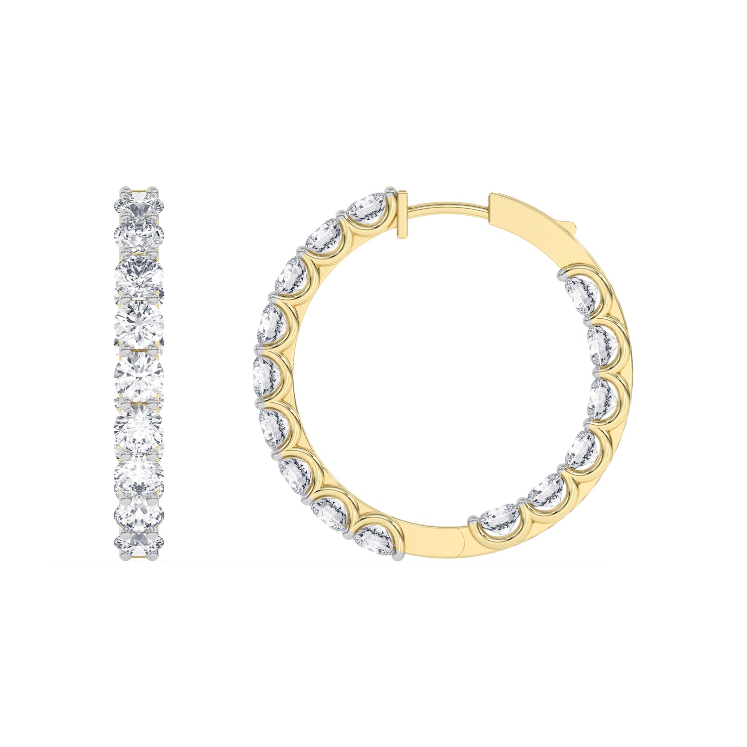 14K yellow Gold Hoops Earring 7.00 CTW