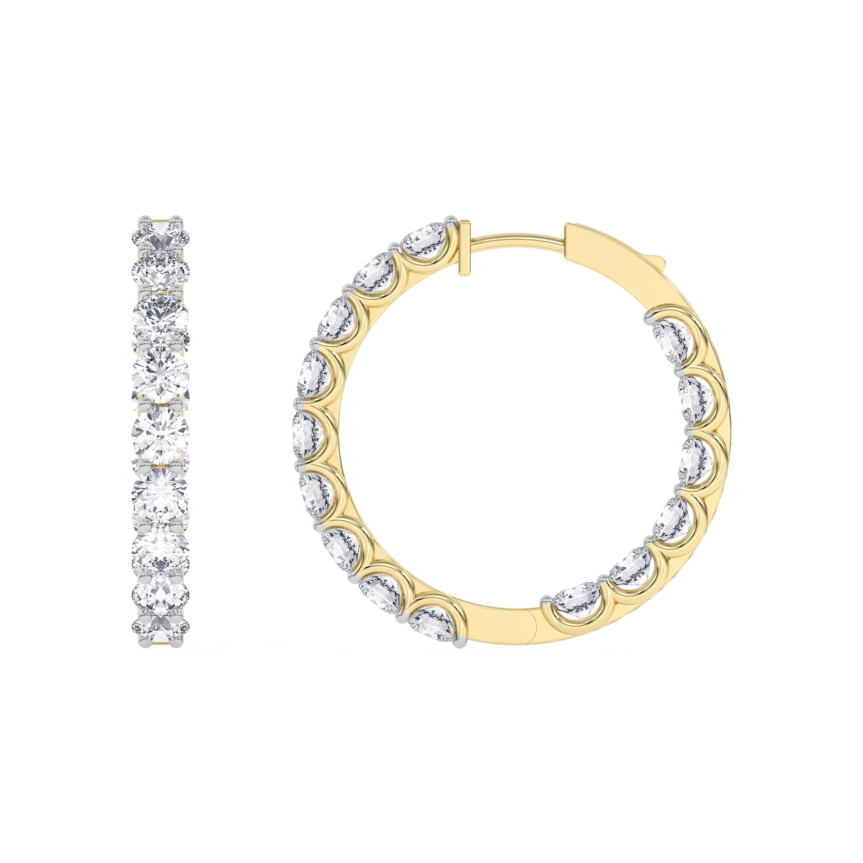 14K yellow Gold Hoops Earring 7.00 CTW