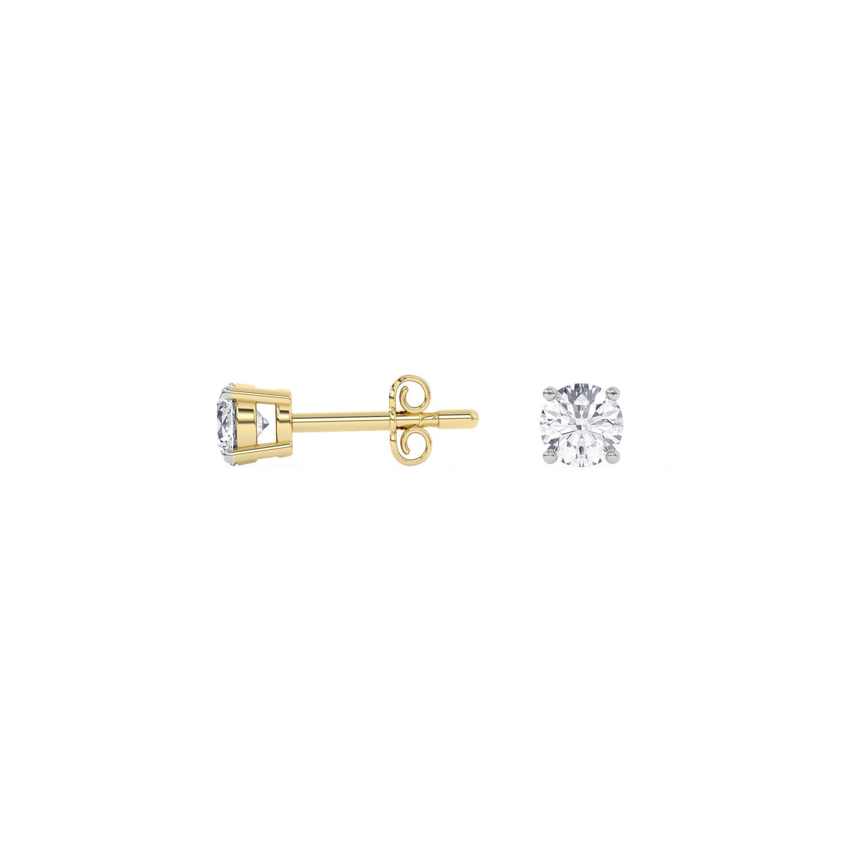 14K yellow Gold Solitaire Earring 0.50 CTW