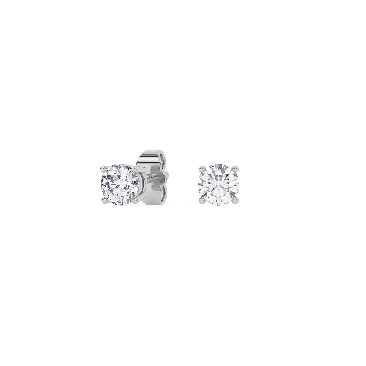 14K white Gold Solitaire Earring 0.75 CTW
