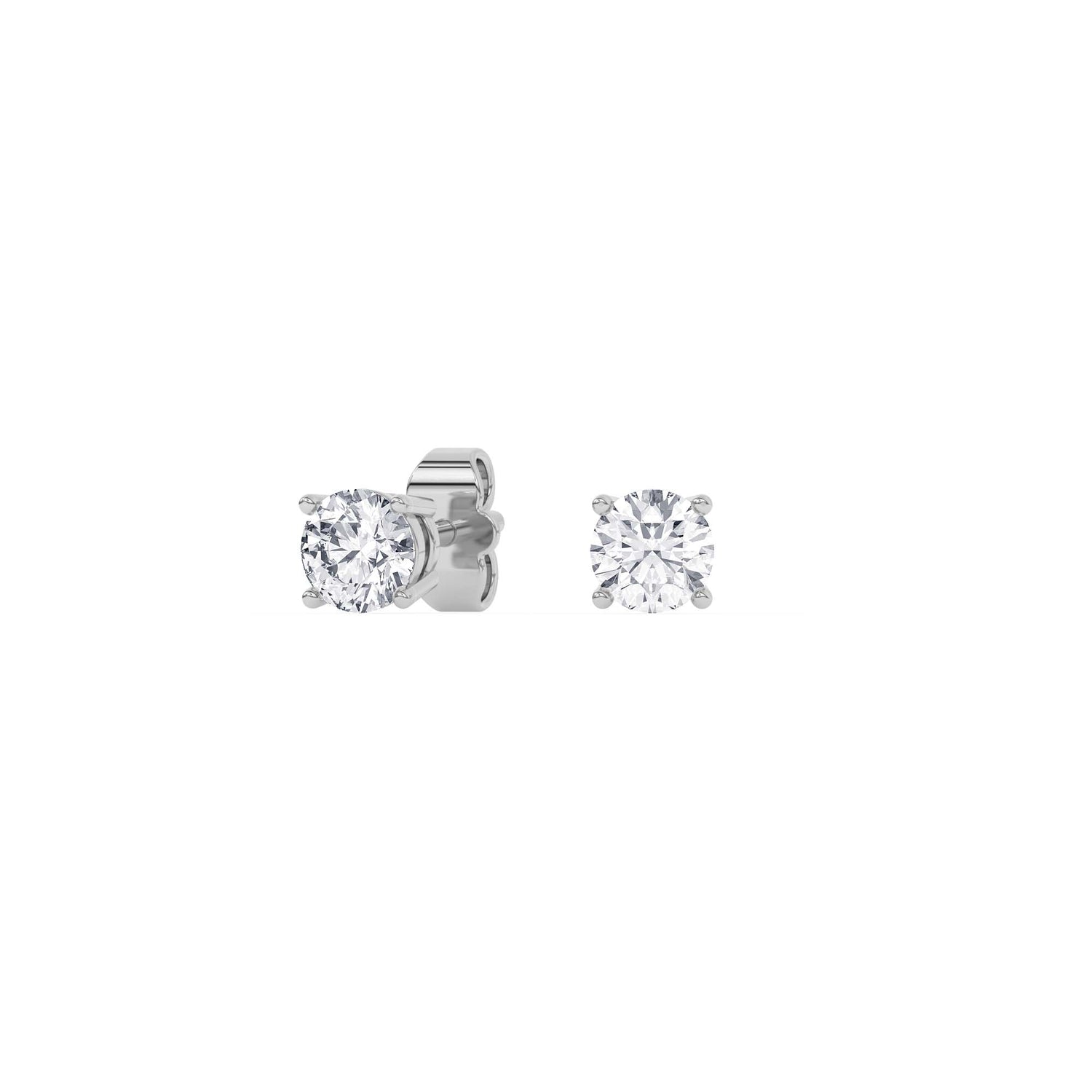 14K white Gold Solitaire Earring 0.75 CTW
