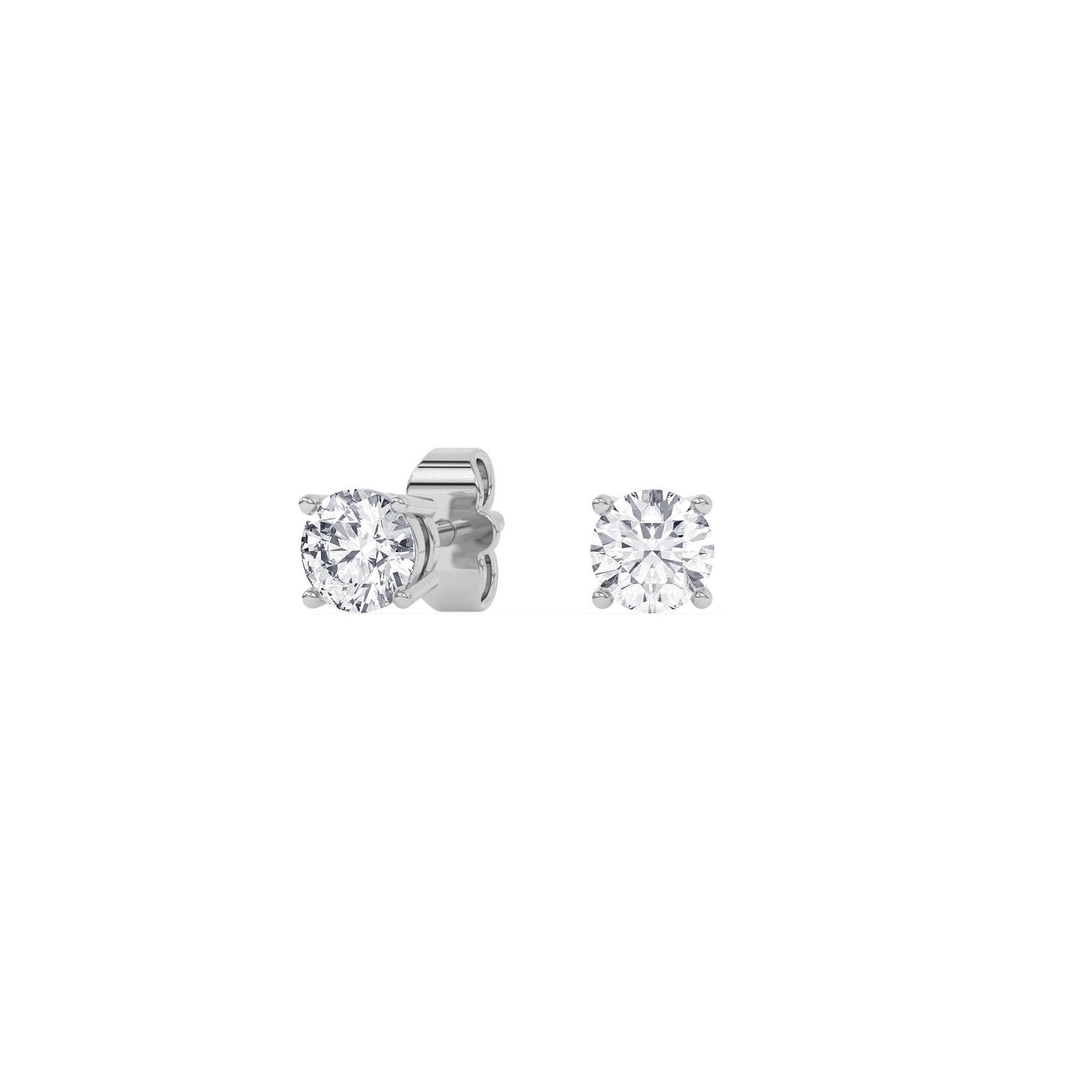 14K white Gold Solitaire Earring 0.75 CTW