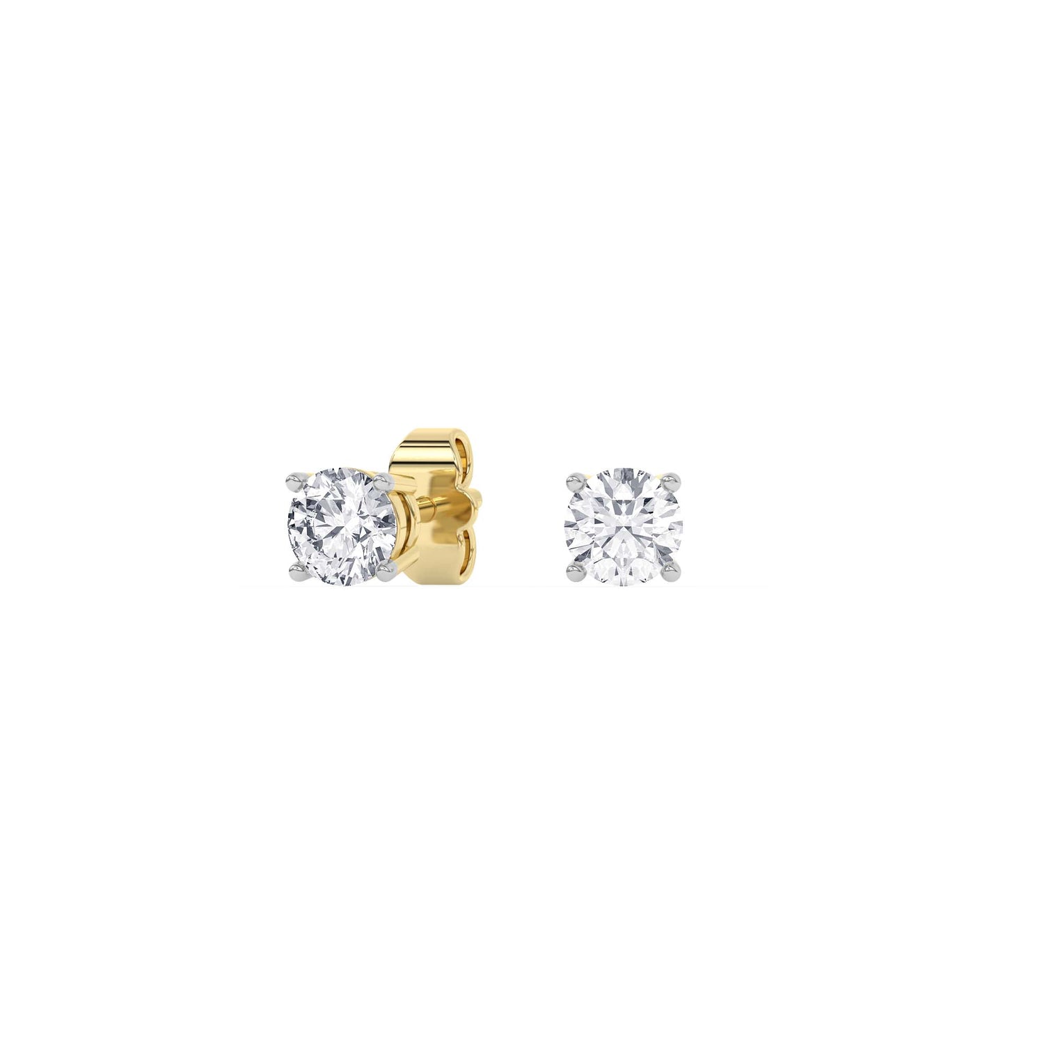 14K yellow Gold Solitaire Earring 0.75 CTW