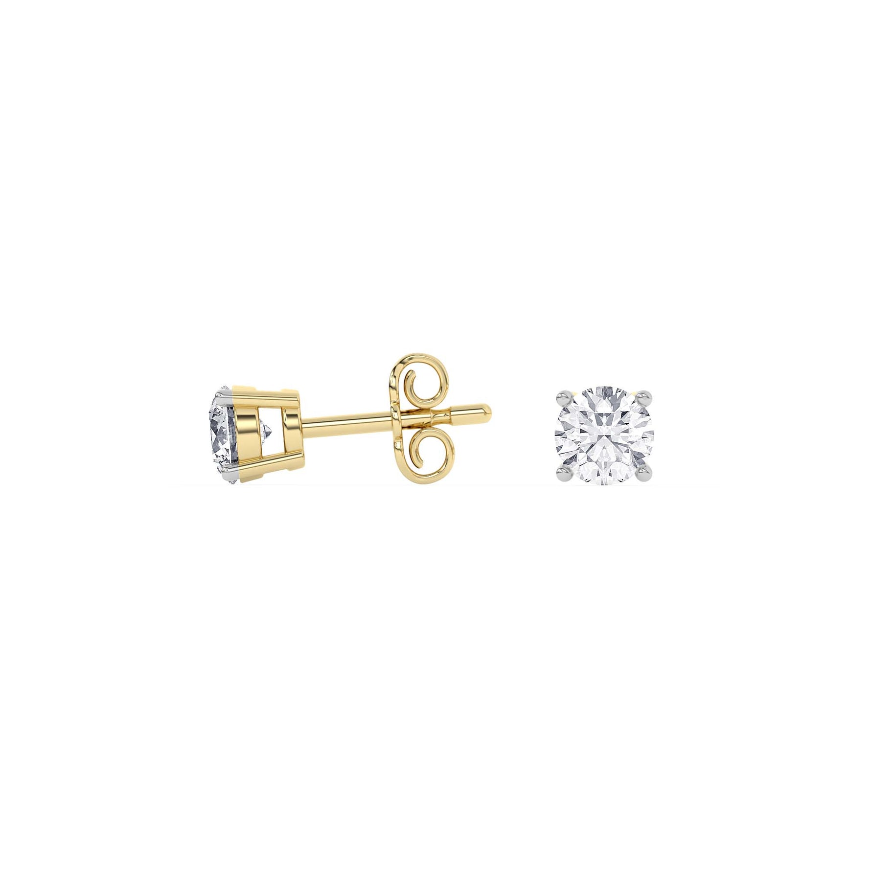 14K yellow Gold Solitaire Earring 0.75 CTW