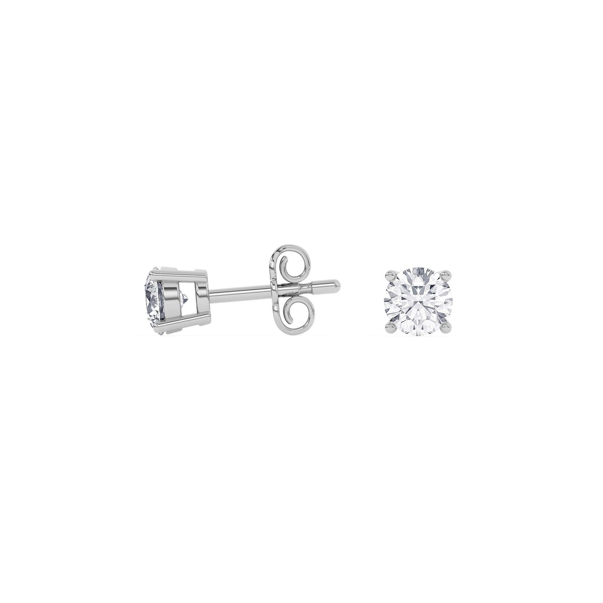 14K white Gold Solitaire Earring 0.75 CTW