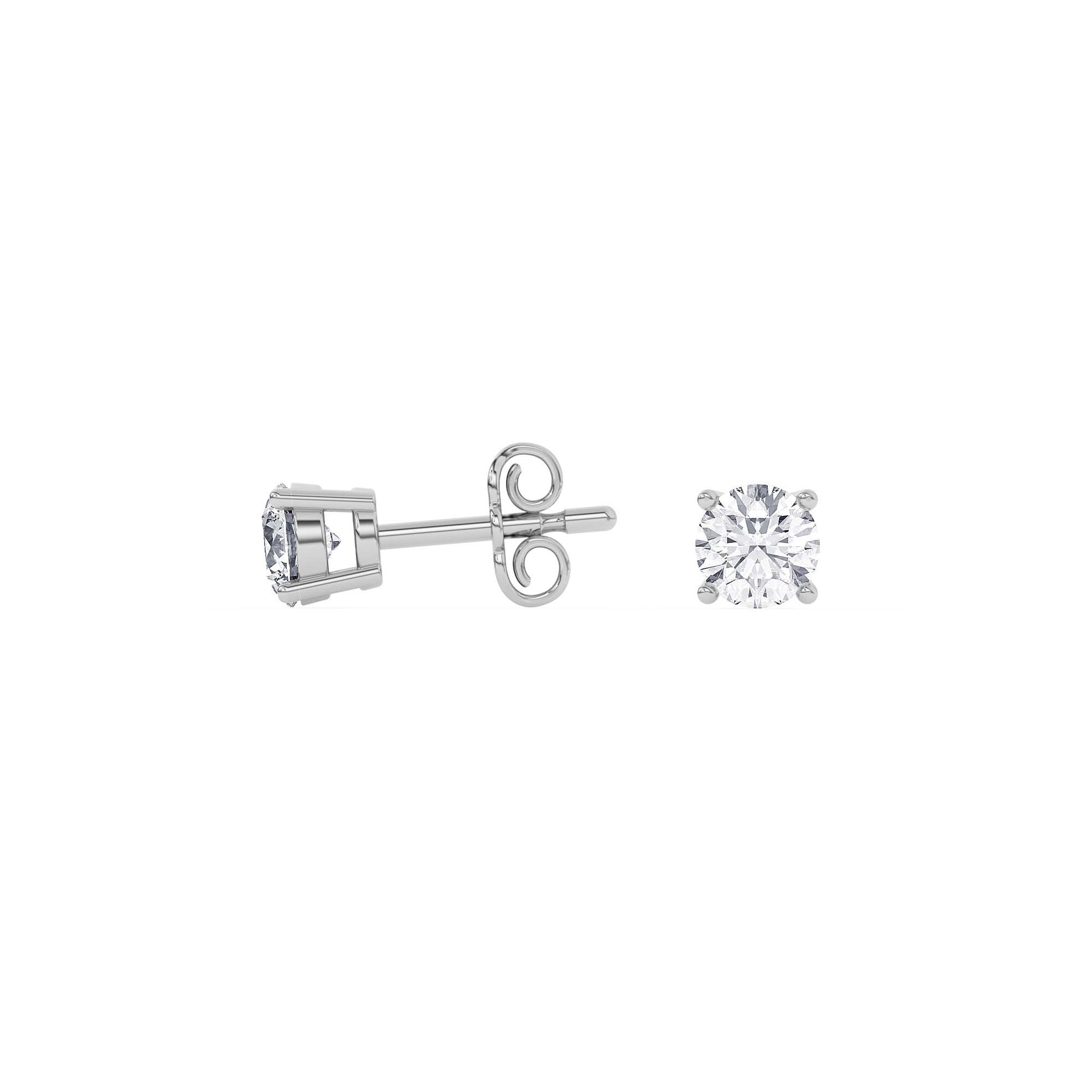 14K white Gold Solitaire Earring 0.75 CTW